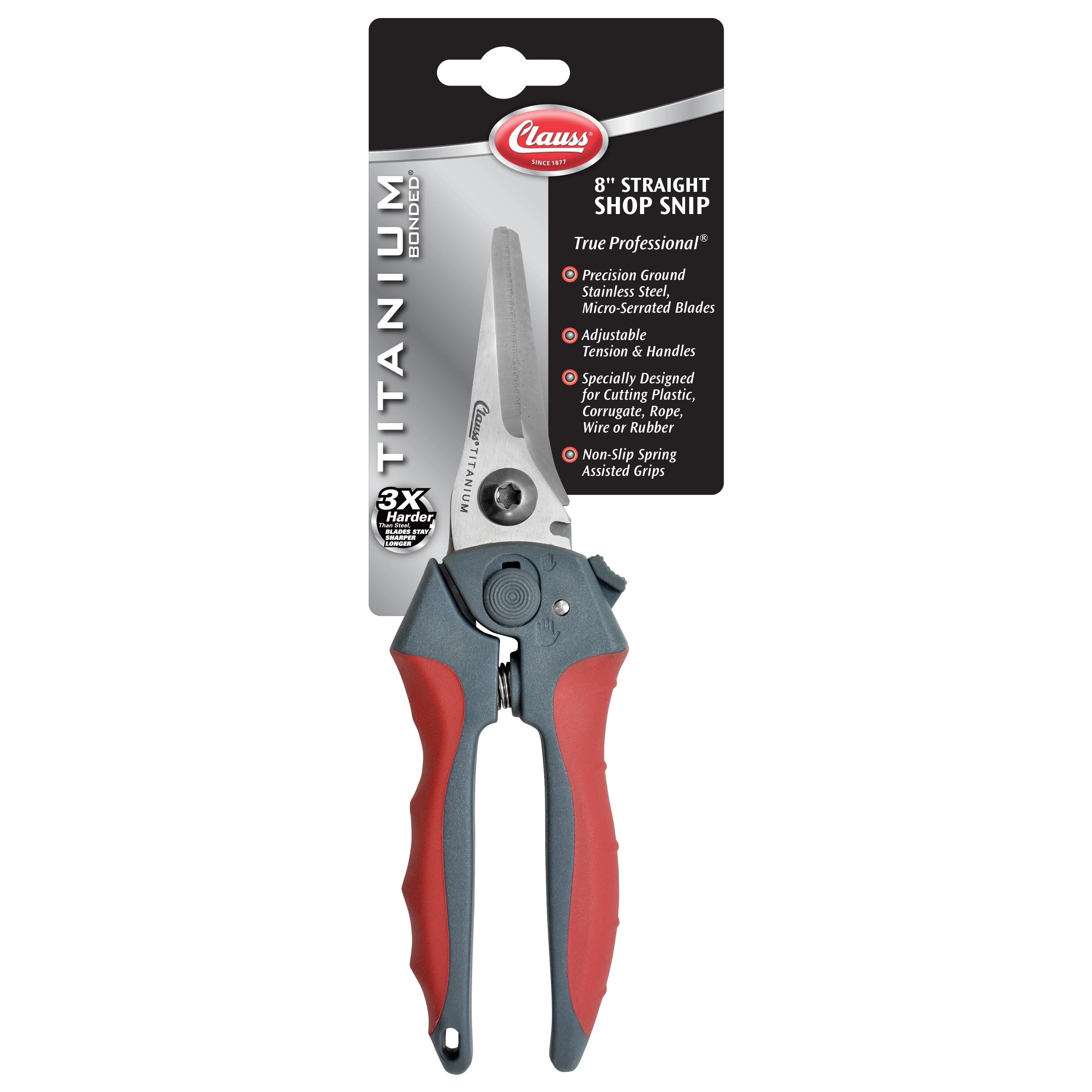 Clauss 8" Titanium Straight Spring Assist Snip - Image 7