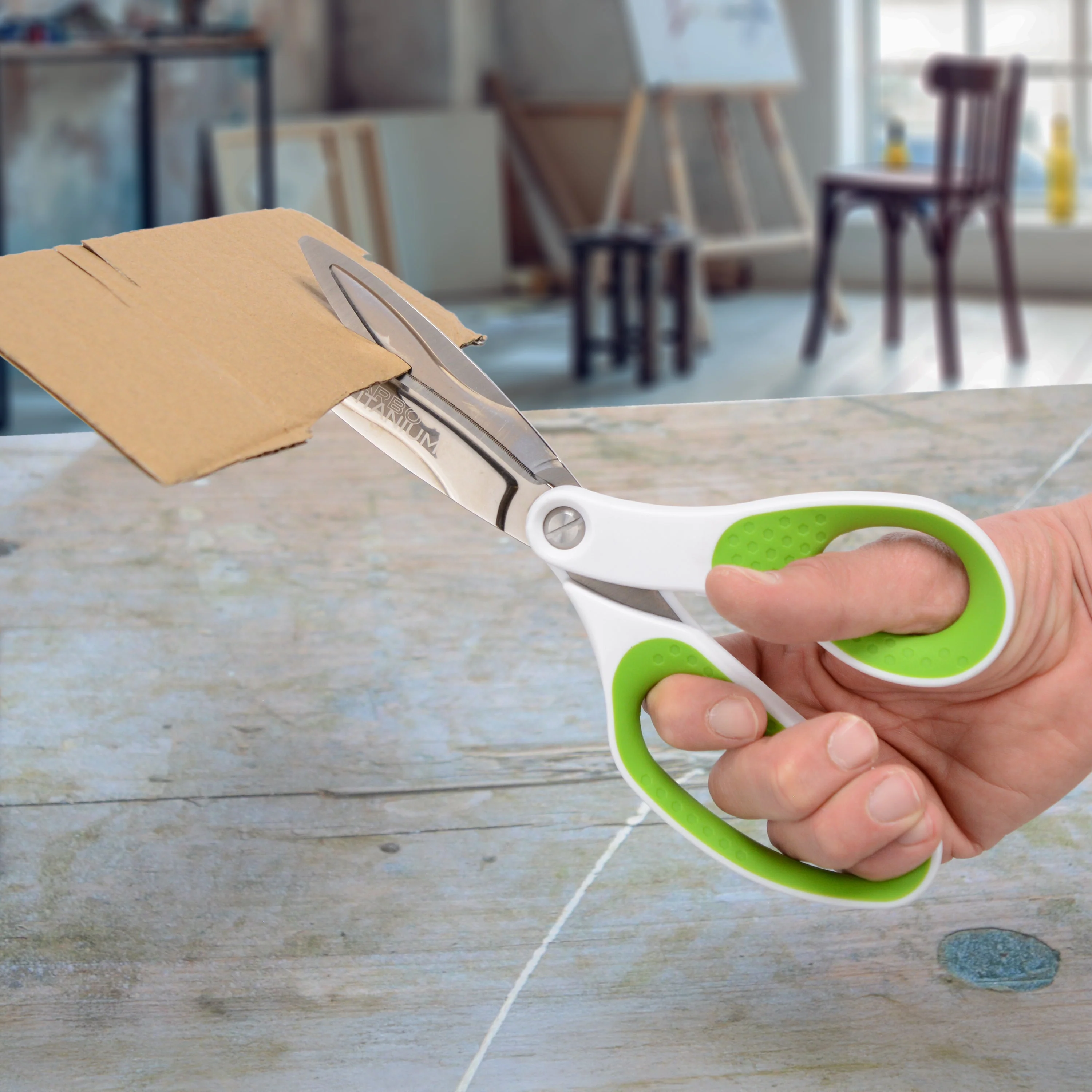 Westcott 10" CarboTitanium Industrial Strength DIY and Crafting Scissors for at Home or Worksite, Green/White (00971-Parent) - Image 5