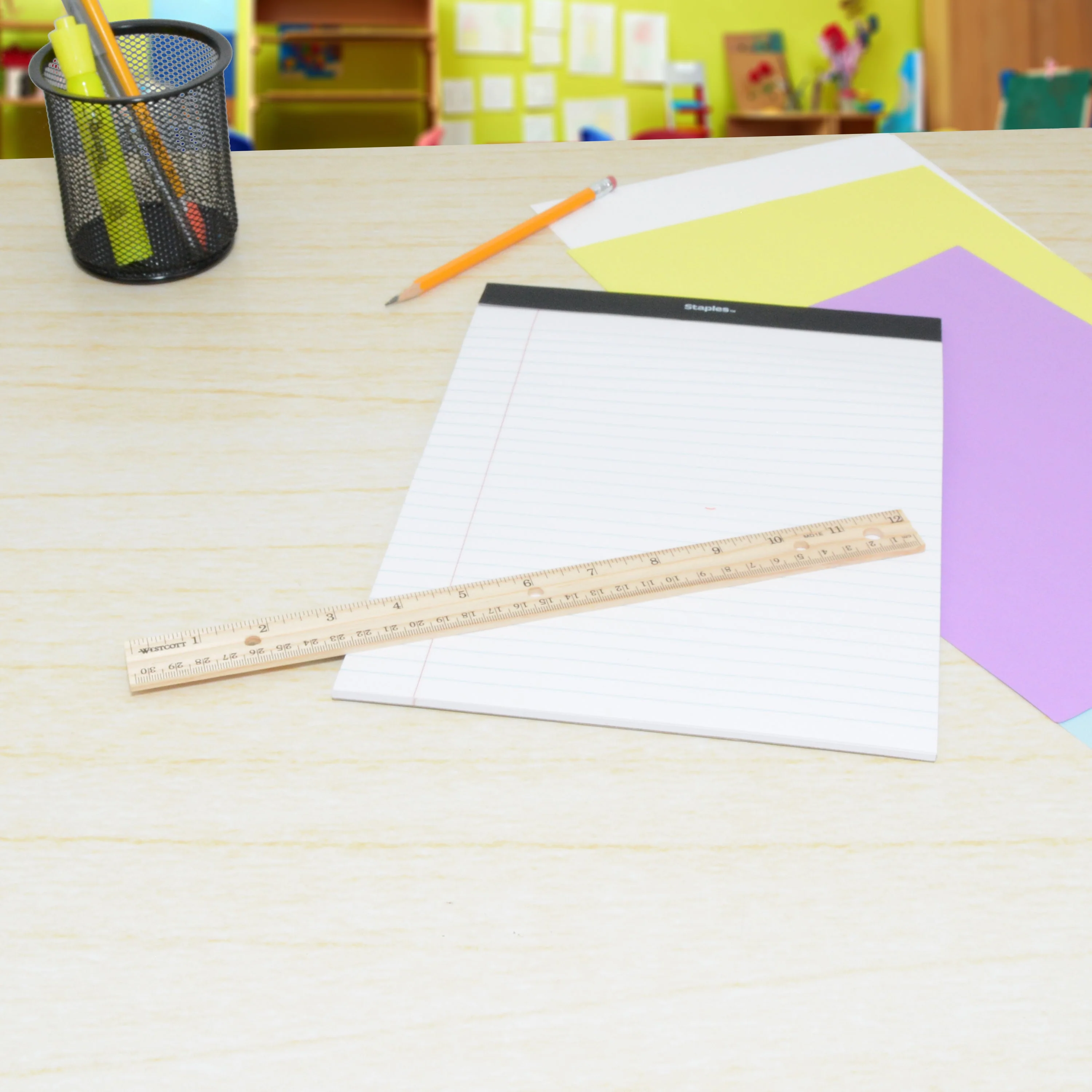 Westcott 12" Hole Punched Wood Ruler English and Metric With Metal Edge (10702) - Image 4