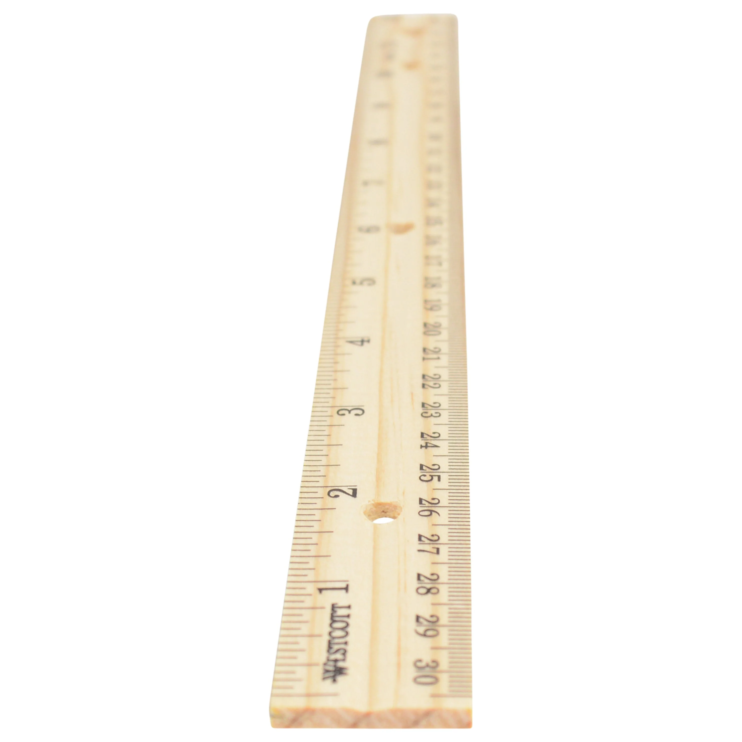 Westcott 12" Hole Punched Wood Ruler English and Metric With Metal Edge (10702) - Image 7