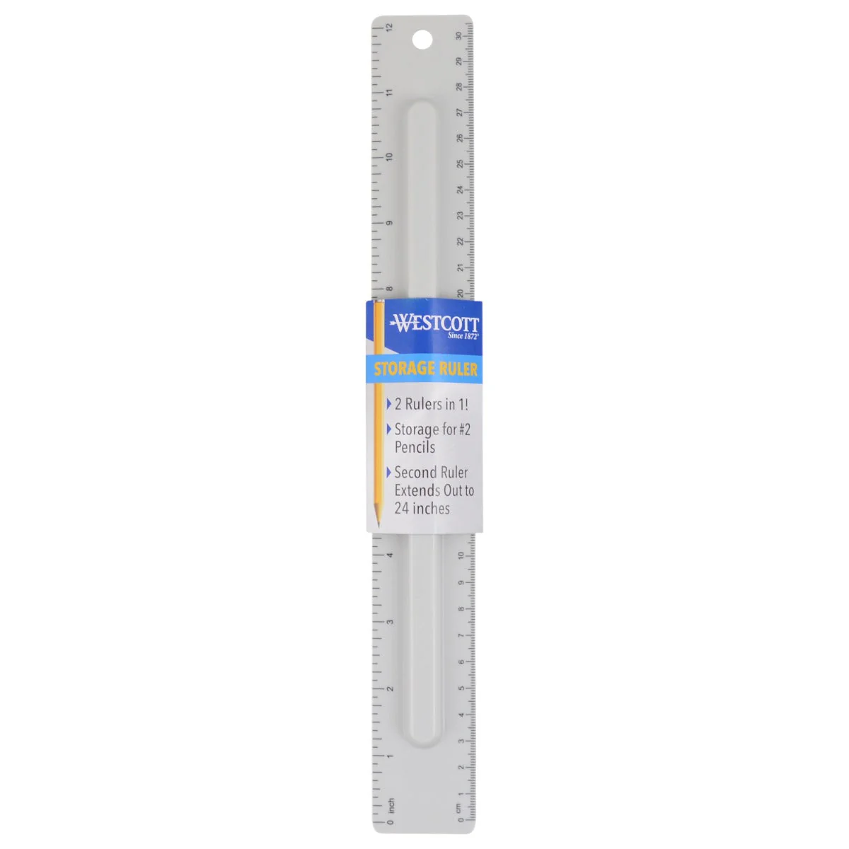 Westcott 12 inch Ruler Set with Pencil Storage - 2 Pieces (17355-PARENT) - Image 8