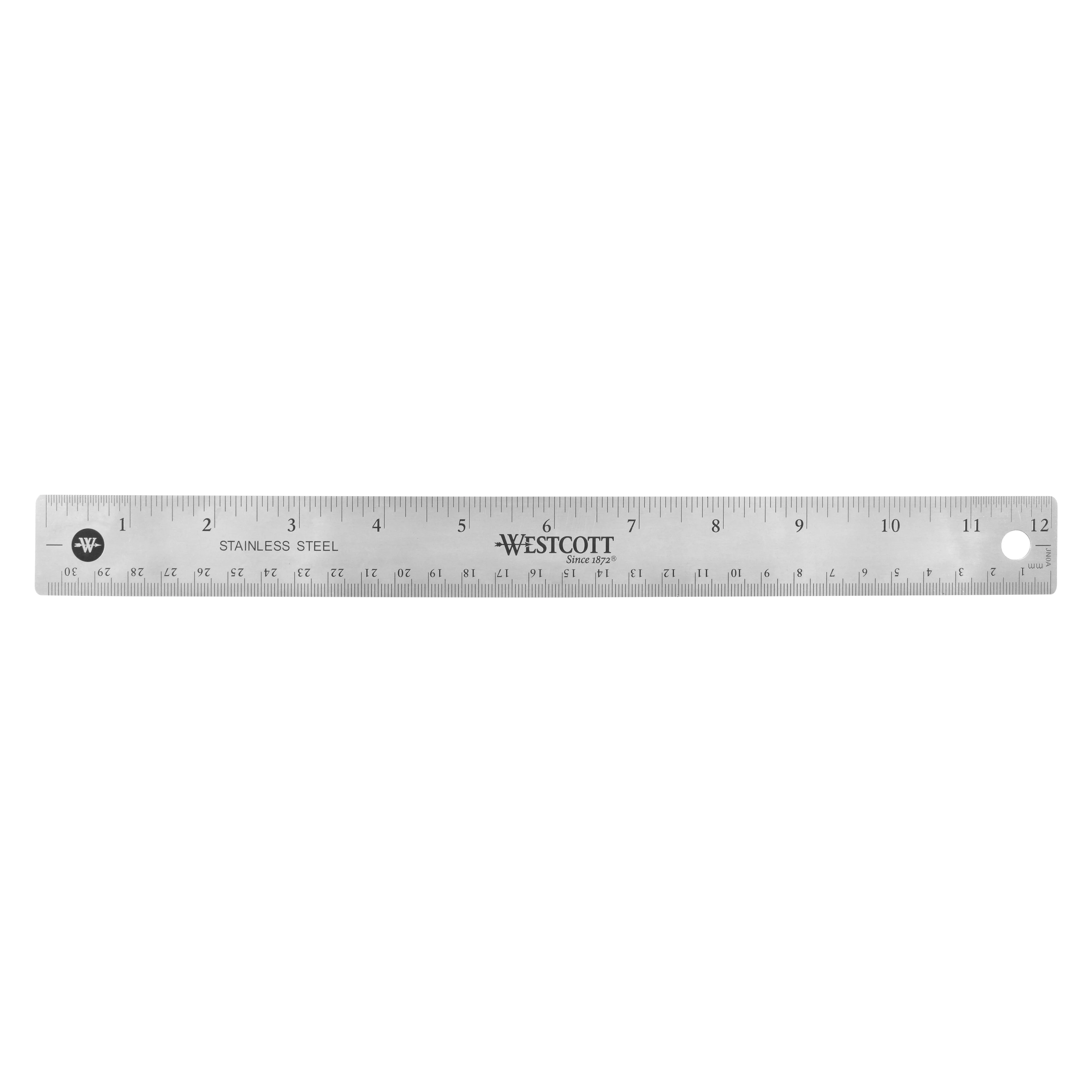 Westcott 12" Stainless Steel Office Ruler With Non Slip Cork Base (10415) - Image 3
