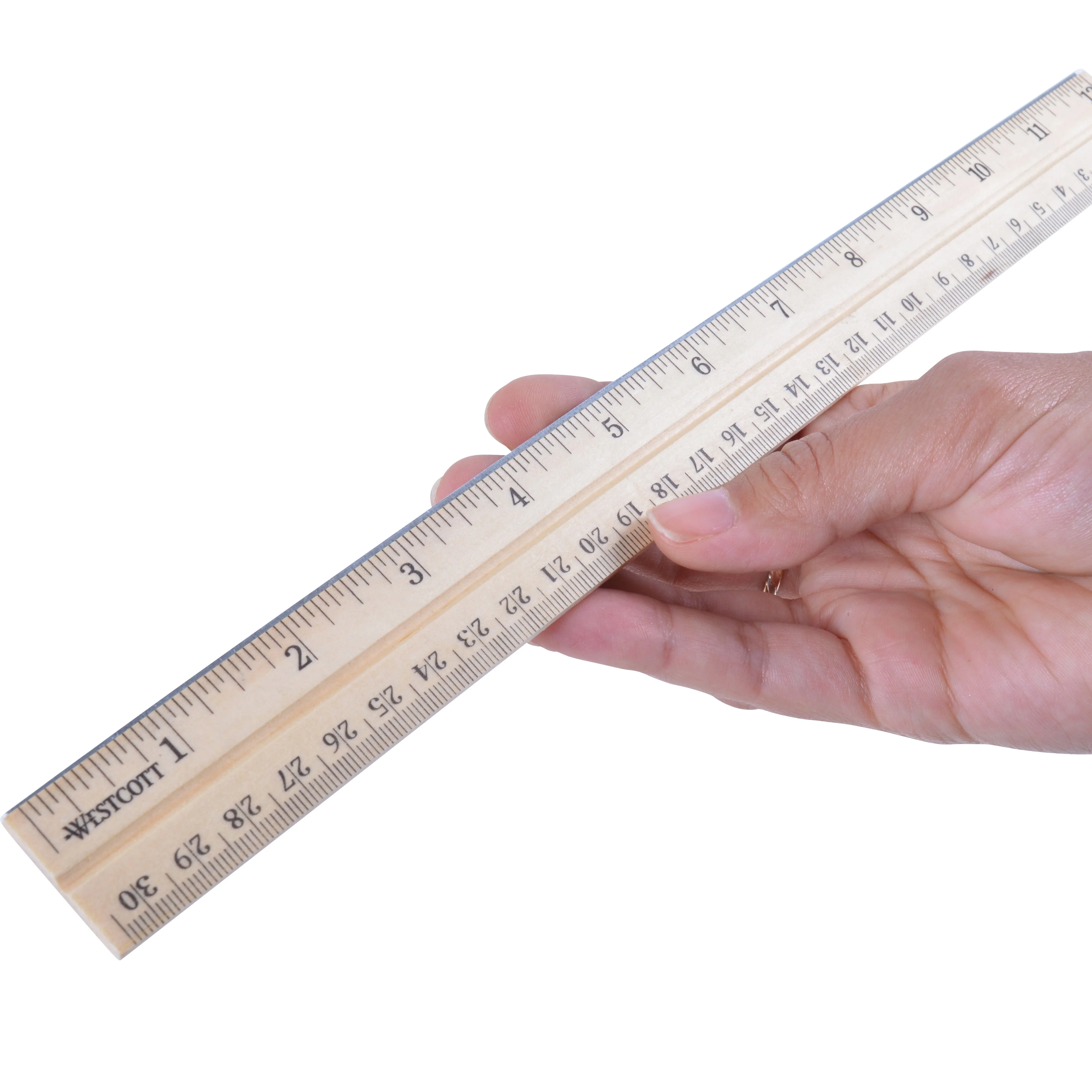 Westcott 12" Wood Ruler Measuring Metric and 1/16" Scale With Single Metal Edge (10377) - Image 6