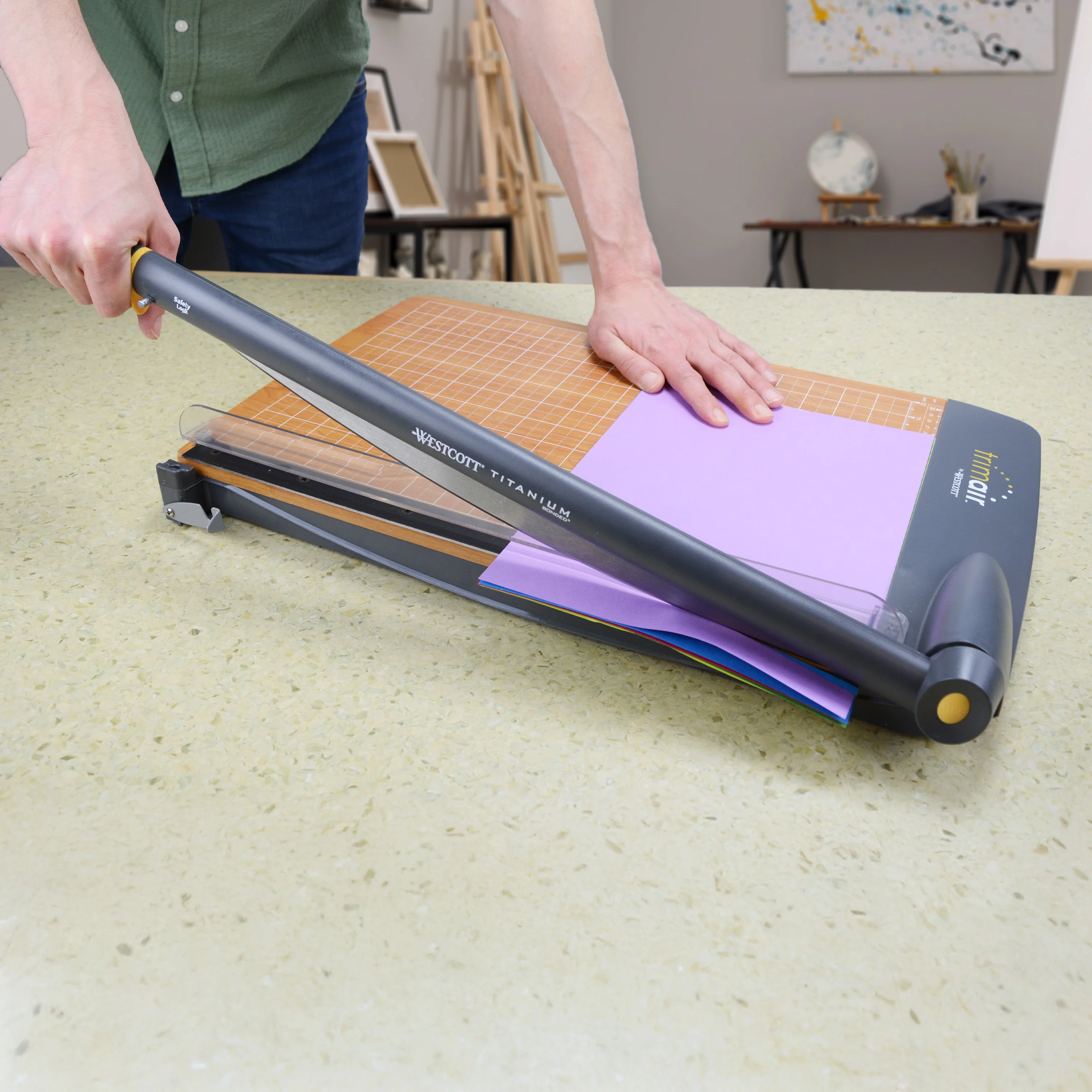 Westcott 18" Trimair Guillotine Trimmer, Wood Base - Image 9