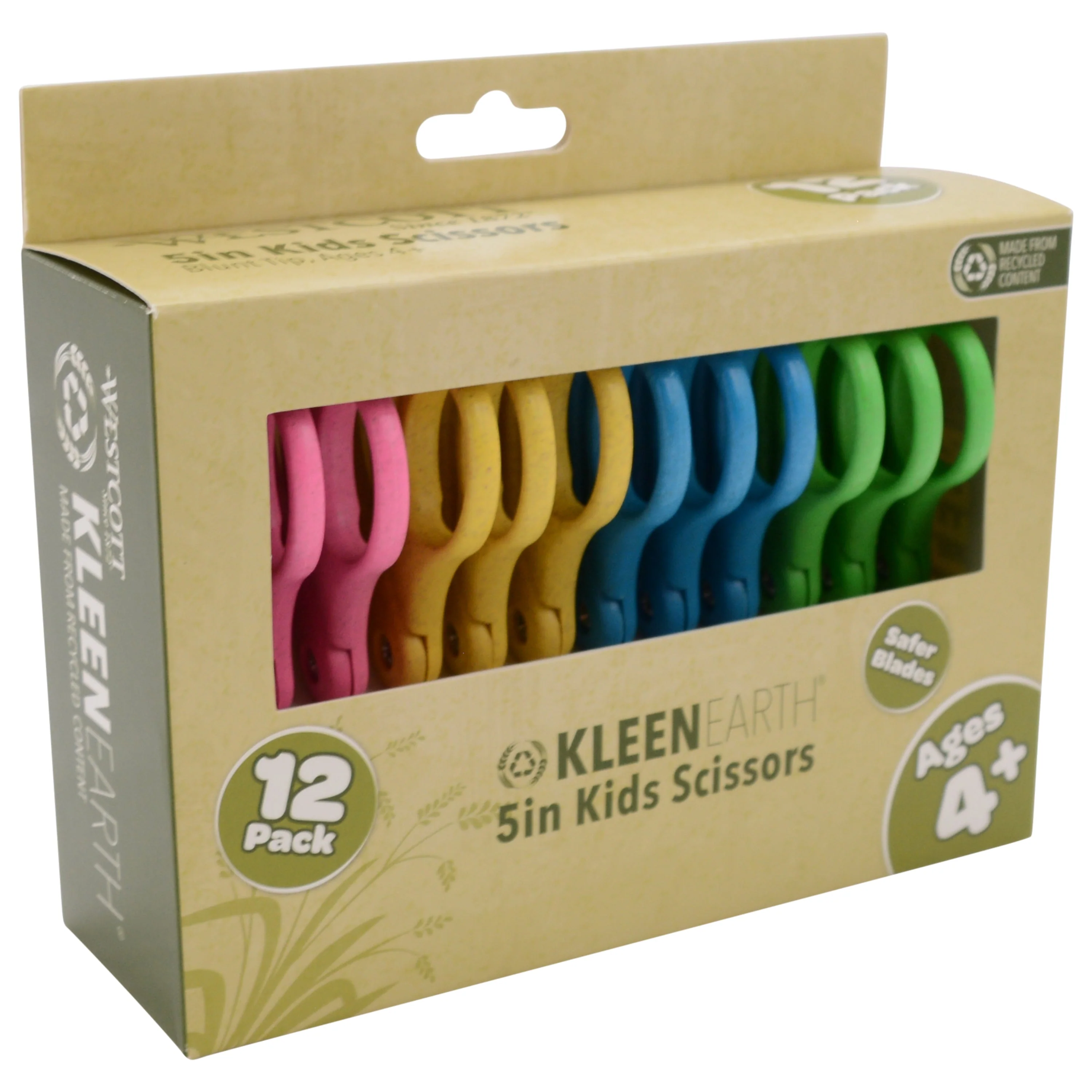 Westcott 5" KleenEarth Scissors 12-Pack, for Kids Ages 4+, Recycled Scissors for School and Craft Projects (00850-PARENT) - Image 3