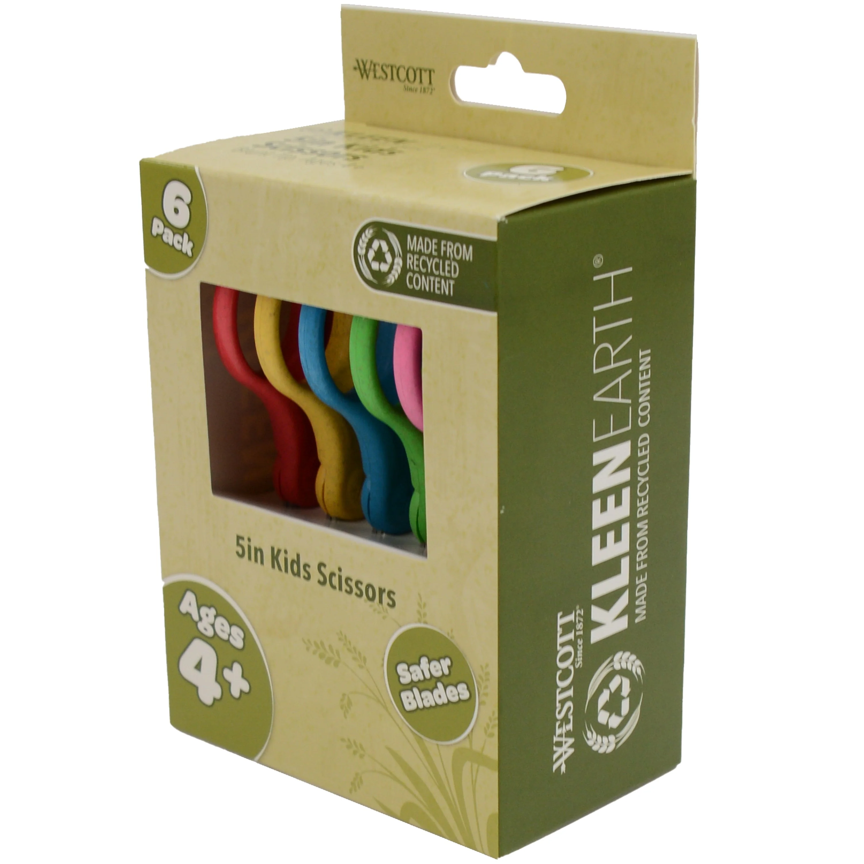 Westcott 5" KleenEarth Scissors 6-Pack, for Kids Ages 4+, Recycled Scissors for School and Craft Projects (00684-PARENT) - Image 6