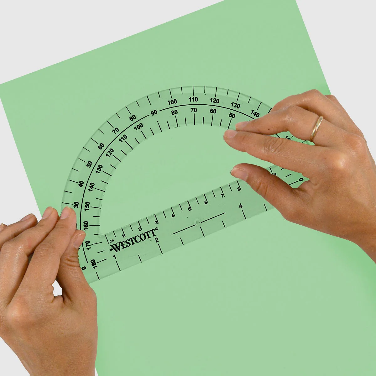 Westcott 6" Plastic 180 Degree Protractor, Clear (11200) - Image 3
