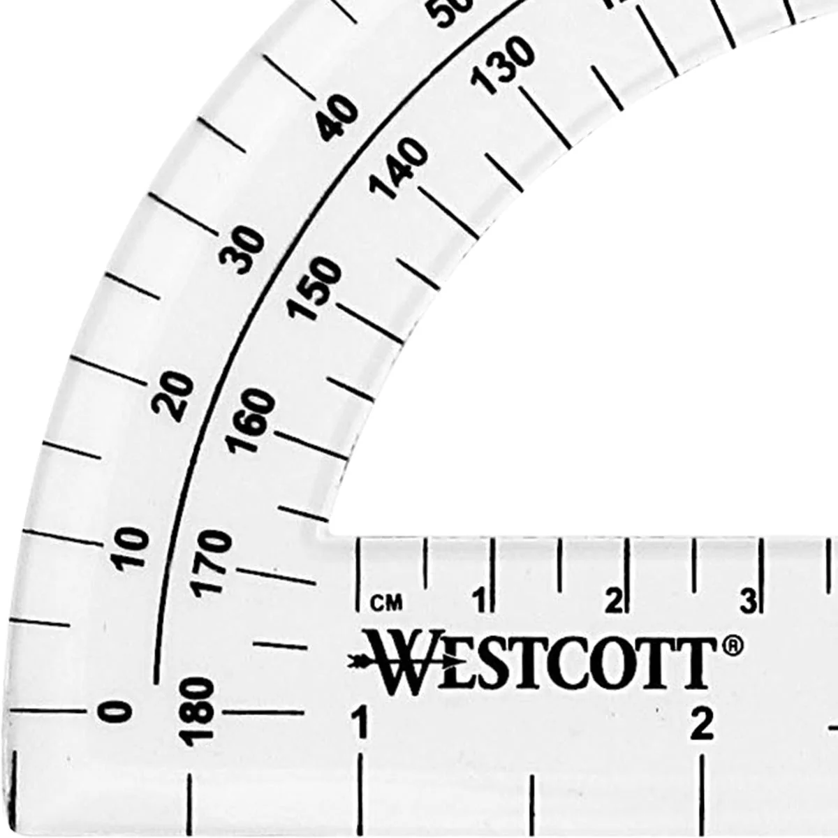 Westcott 6" Plastic 180 Degree Protractor, Clear (11200) - Image 4