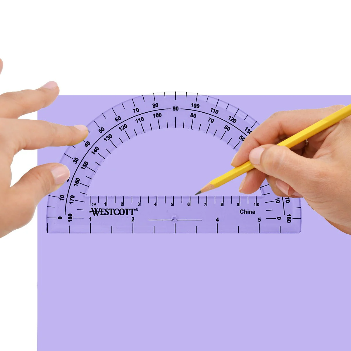 Westcott 6" Plastic 180 Degree Protractor, Clear (11200) - Image 7