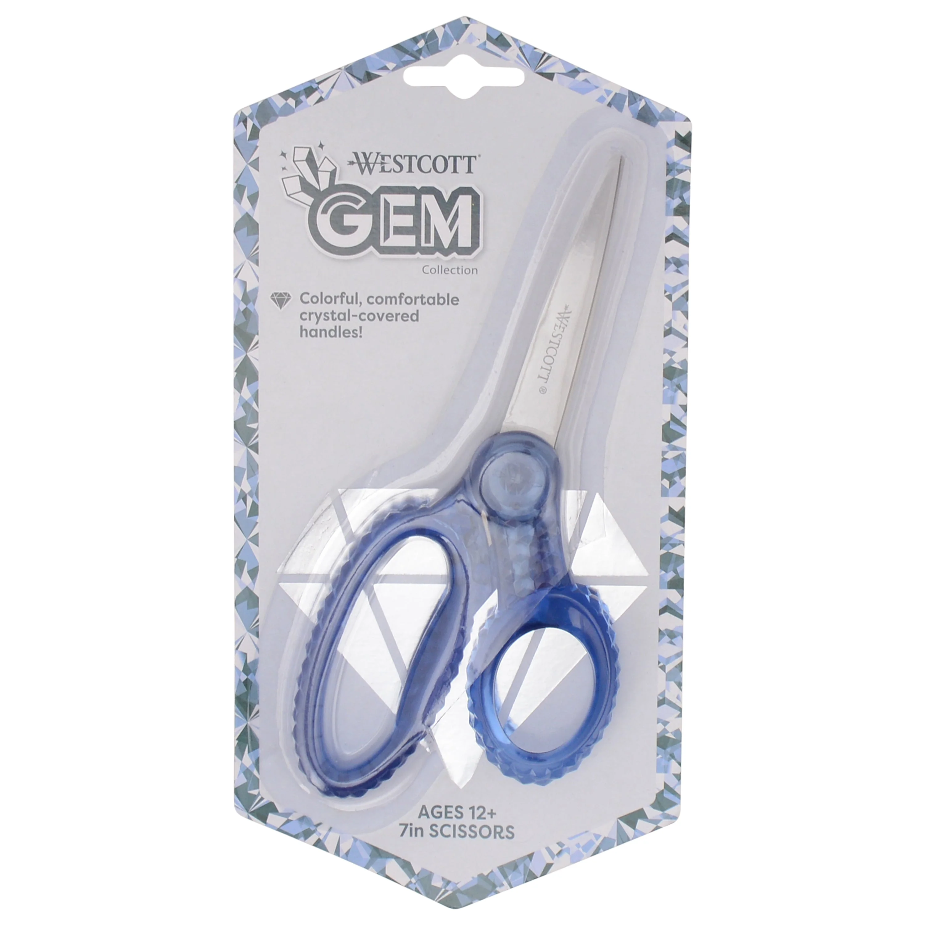 Westcott 7" GEM Crystal-Design Student Scissors, for Kids Aged 12+ - Scissors for School, Craft, Home, DIY, Classroom - Blue (00705-PARENT) - Image 6