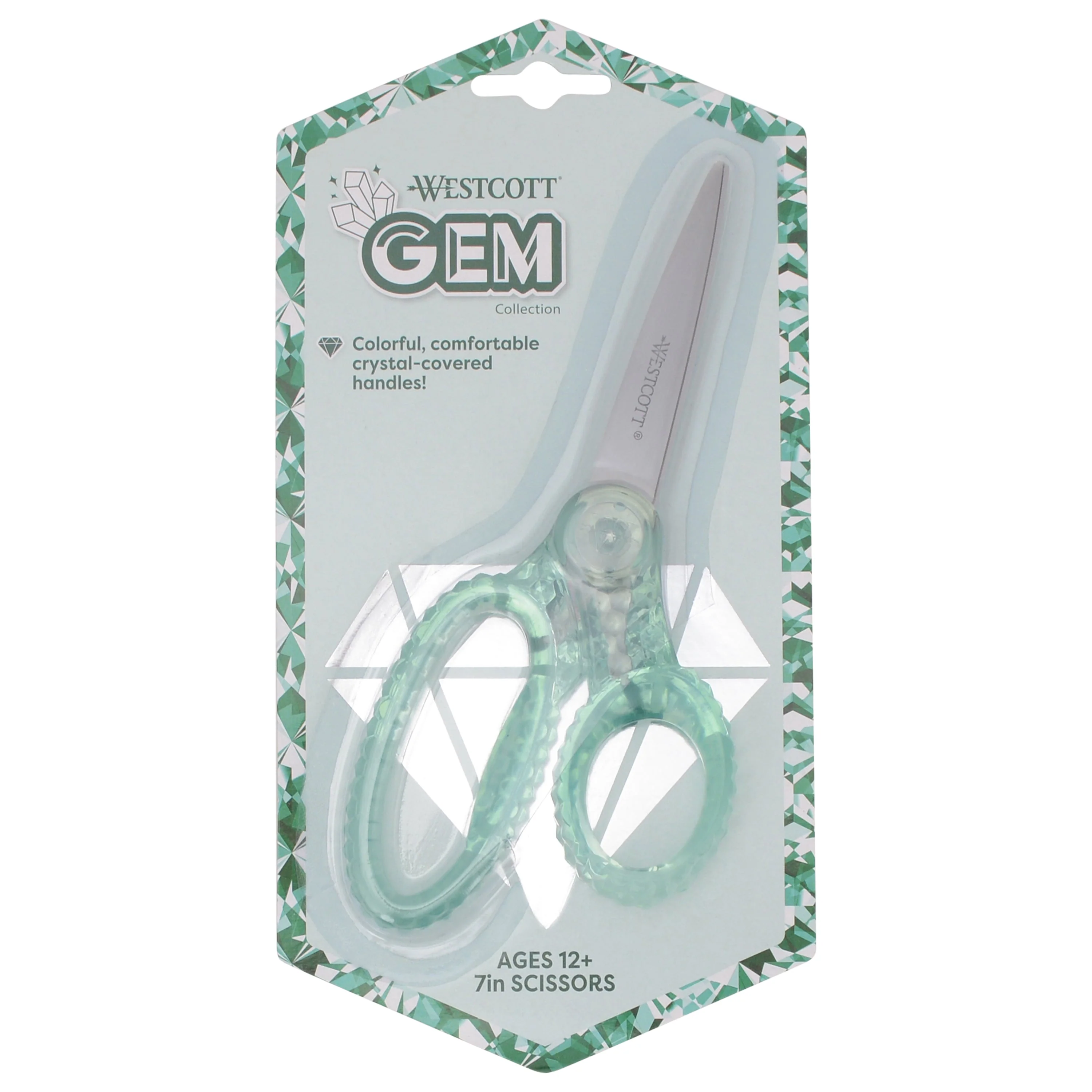 Westcott 7" GEM Crystal-Design Student Scissors, for Kids Aged 12+ - Scissors for School, Craft, Home, DIY, Classroom - Green (00706-PARENT) - Image 8