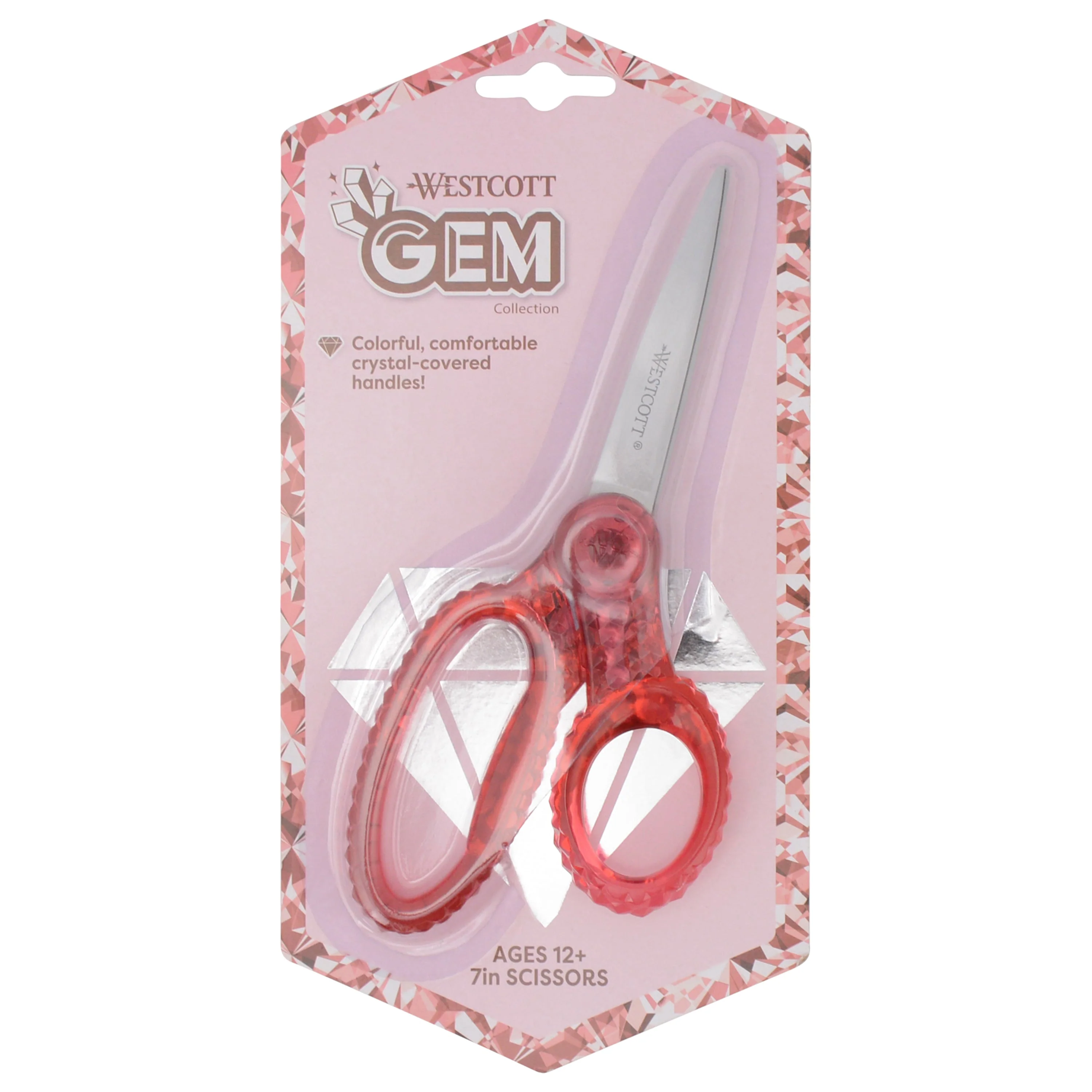 Westcott 7" GEM Crystal-Design Student Scissors, for Kids Aged 12+ - Scissors for School, Craft, Home, DIY, Classroom - Pink (00704-PARENT) - Image 8