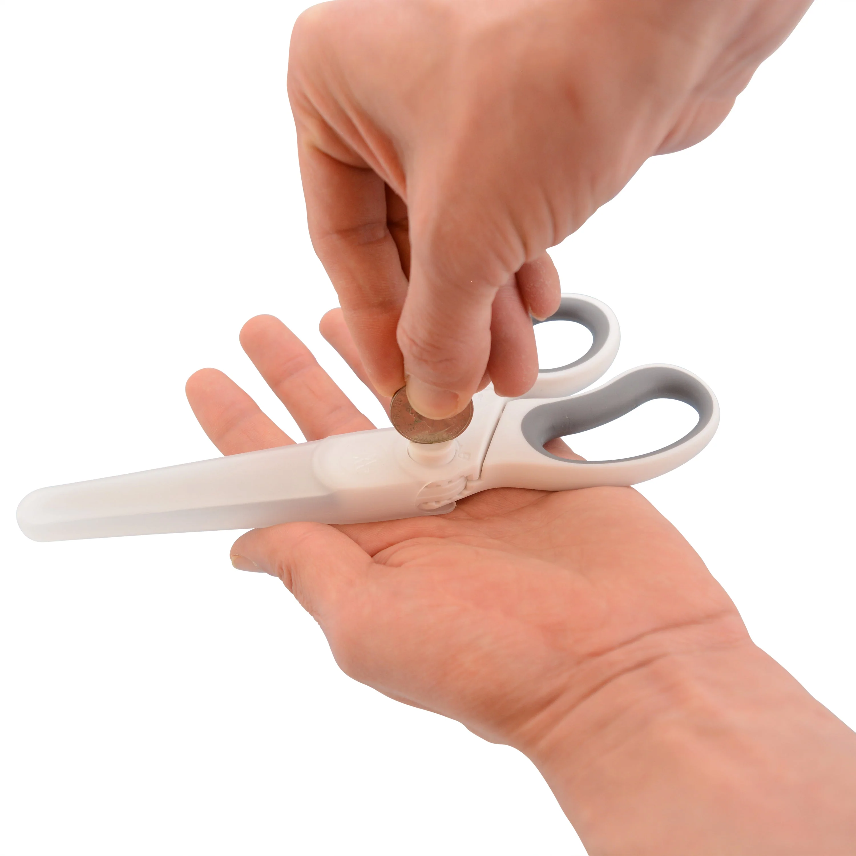 Westcott 8.5” Swivel Pivot Scissors, Adjustable Straight or Bent Blades, Titanium Bonded, Ergonomic Cutting with Protective Sheath, White/Gray (00904-Parent) - Image 6