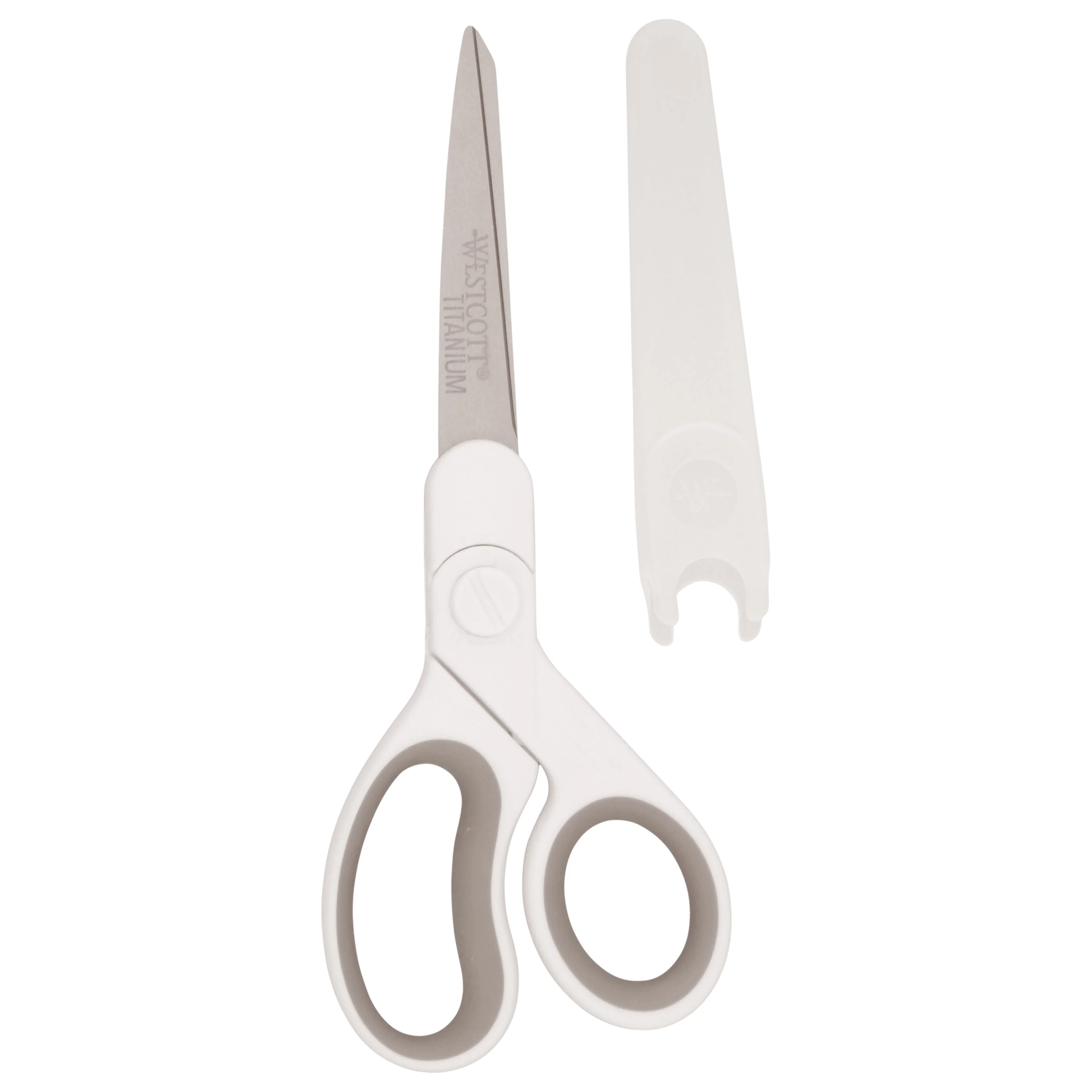 Westcott 8.5” Swivel Pivot Scissors, Adjustable Straight or Bent Blades, Titanium Bonded, Ergonomic Cutting with Protective Sheath, White/Gray (00904-Parent) - Image 8