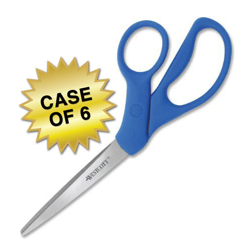 Westcott 8" Bent All Purpose Preferred Stainless Steel Scissors, Blue (43218) - Image 6