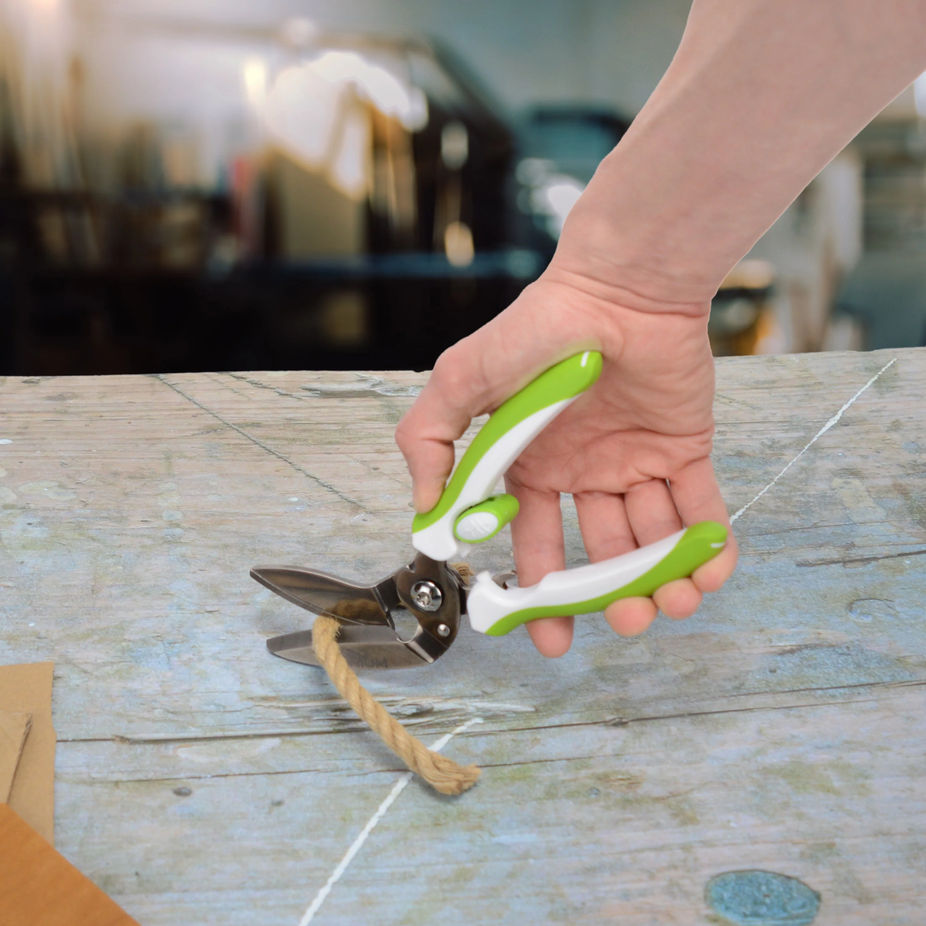 Westcott 8" CarboTitanium Industrial Strength DIY and Crafting Scissors with Spring Assist for Home or Worksite, Green/White (00970-Parent) - Image 4