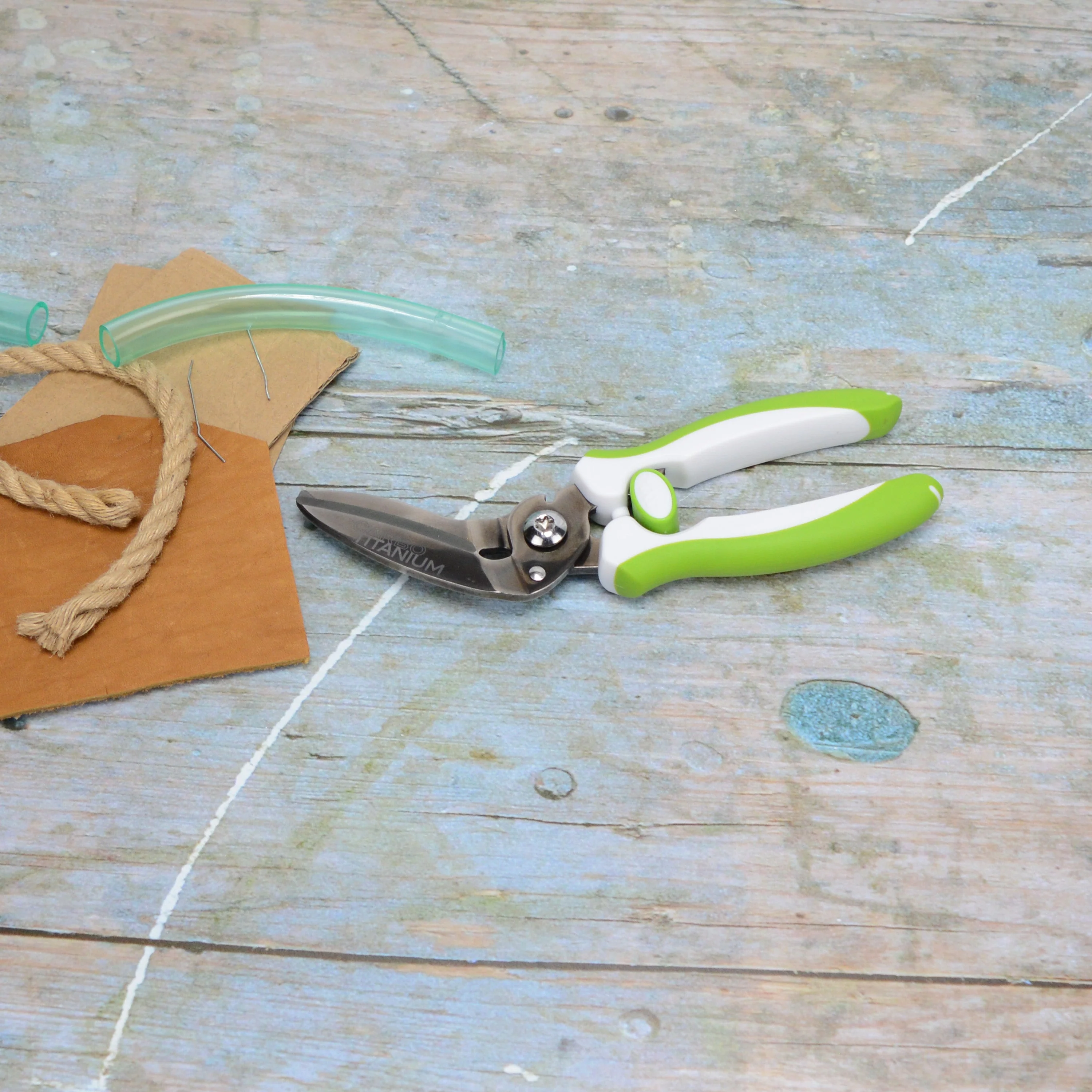 Westcott 8" CarboTitanium Industrial Strength DIY and Crafting Scissors with Spring Assist for Home or Worksite, Green/White (00970-Parent) - Image 5