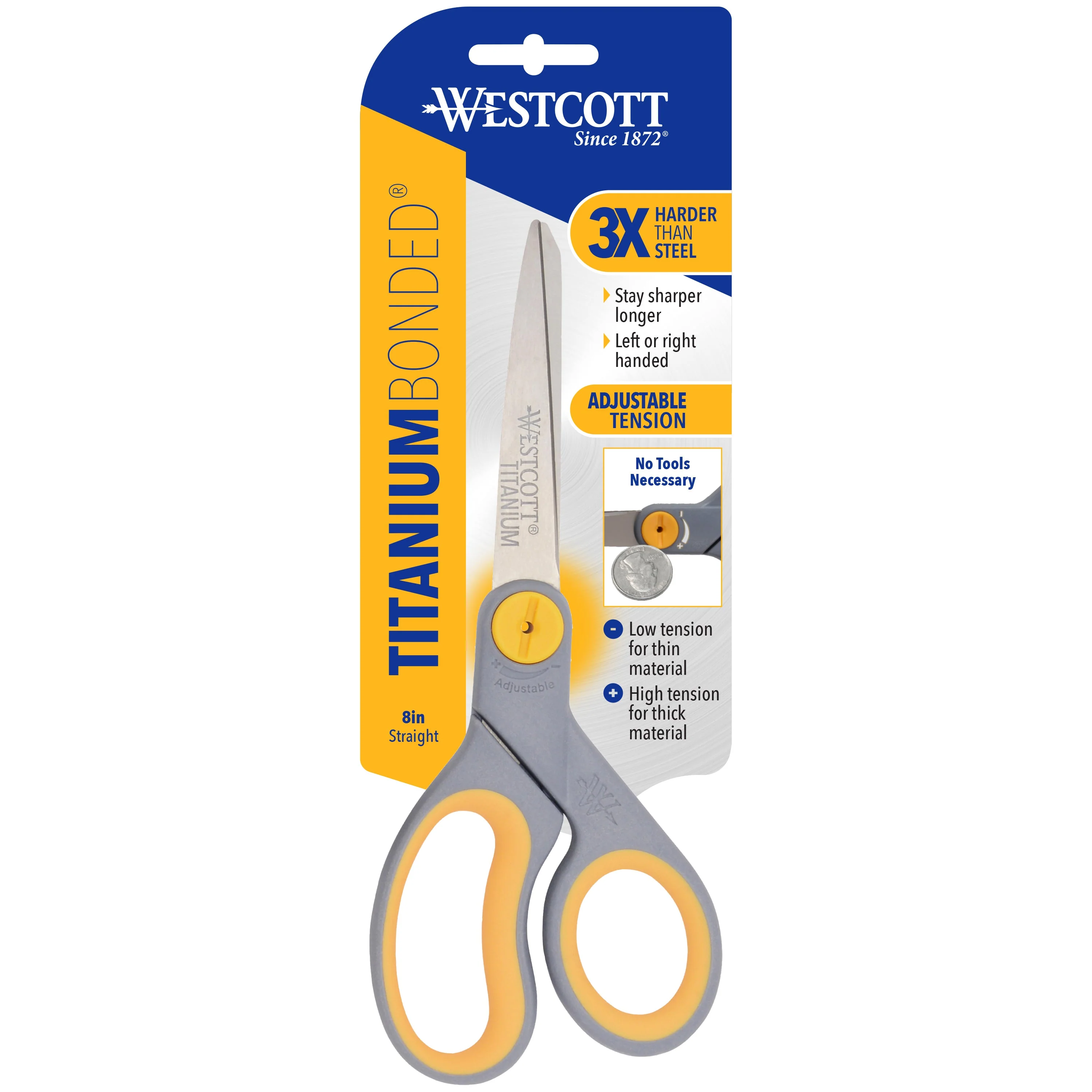 Westcott 8" Straight Soft Handle Titanium Bonded Glide Scissors, Grey/Yellow (13529) - Image 7