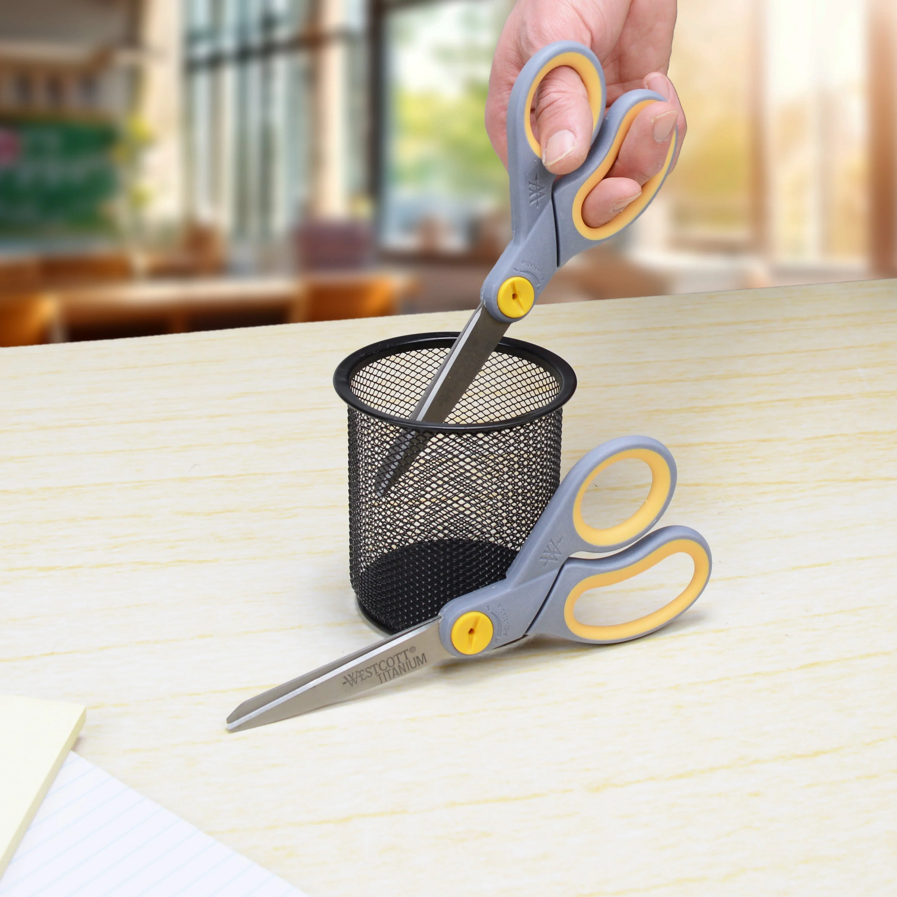 Westcott 8" Straight Soft Handle Titanium Bonded Glide Scissors, Grey/Yellow, 2 Pack (13901) - Image 8