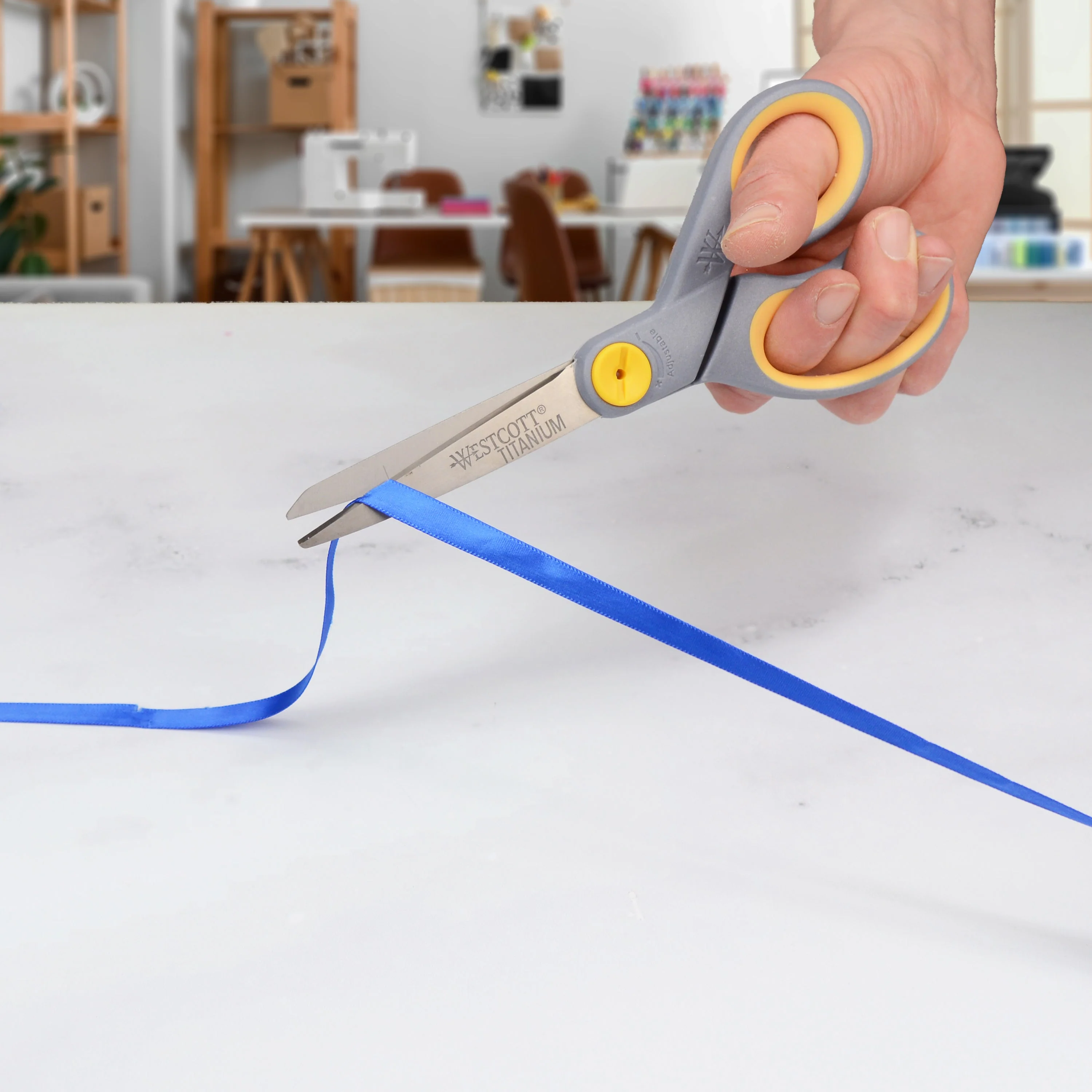 Westcott 8" Straight Soft Handle Titanium Bonded Glide Scissors, Grey/Yellow, 2 Pack (13901) - Image 9