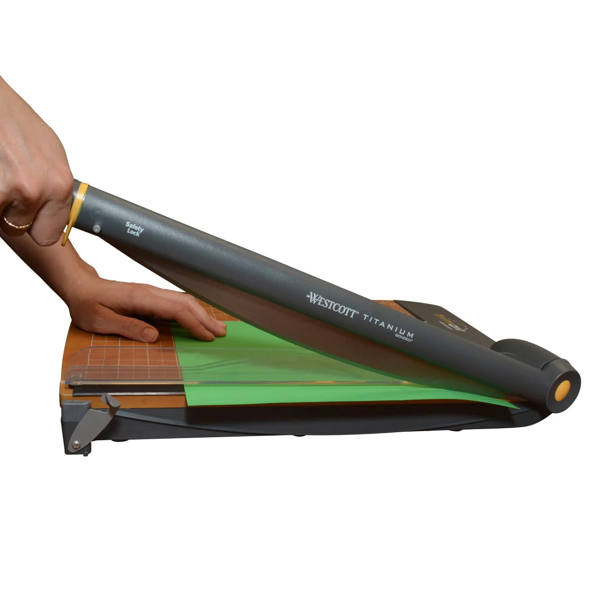 Westcott TrimAir Titanium Bonded Wood Guillotine Paper Trimmer with Anti-Microbial Protection, 15" (15107) - Image 12