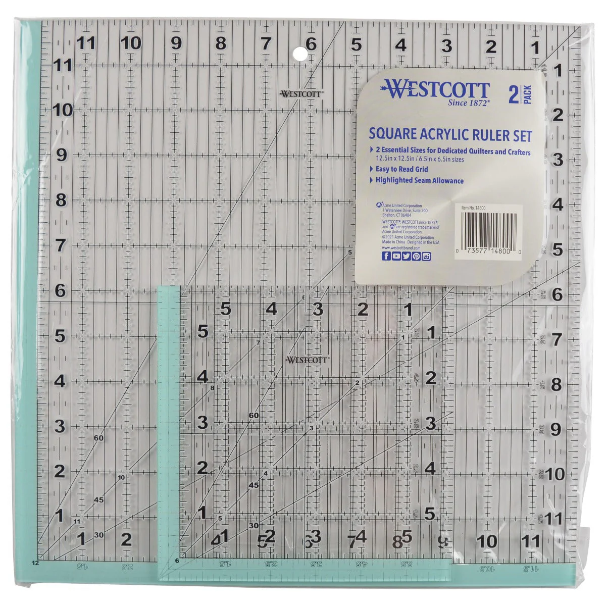 Westcott Acrylic Ruler Pack, Metric/Imperial, Clear, 2-Pack (14800-PARENT) - Image 8