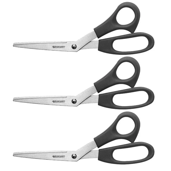 Westcott All Purpose Value Scissors, 8' Bent, Pack of 3, Black (13402) - Image 9
