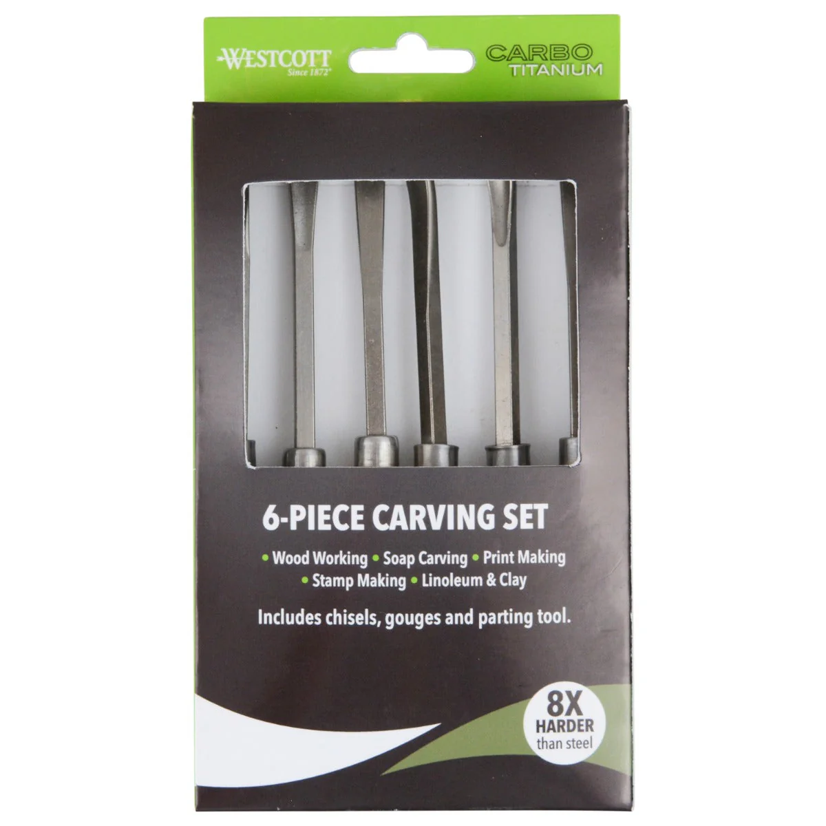 Westcott CarboTitanium Deluxe Carving Tools Set for Wood Working, Soap Carving, Print Making, Clay Sculpture, 6-Piece Set (00675-Parent) - Image 7