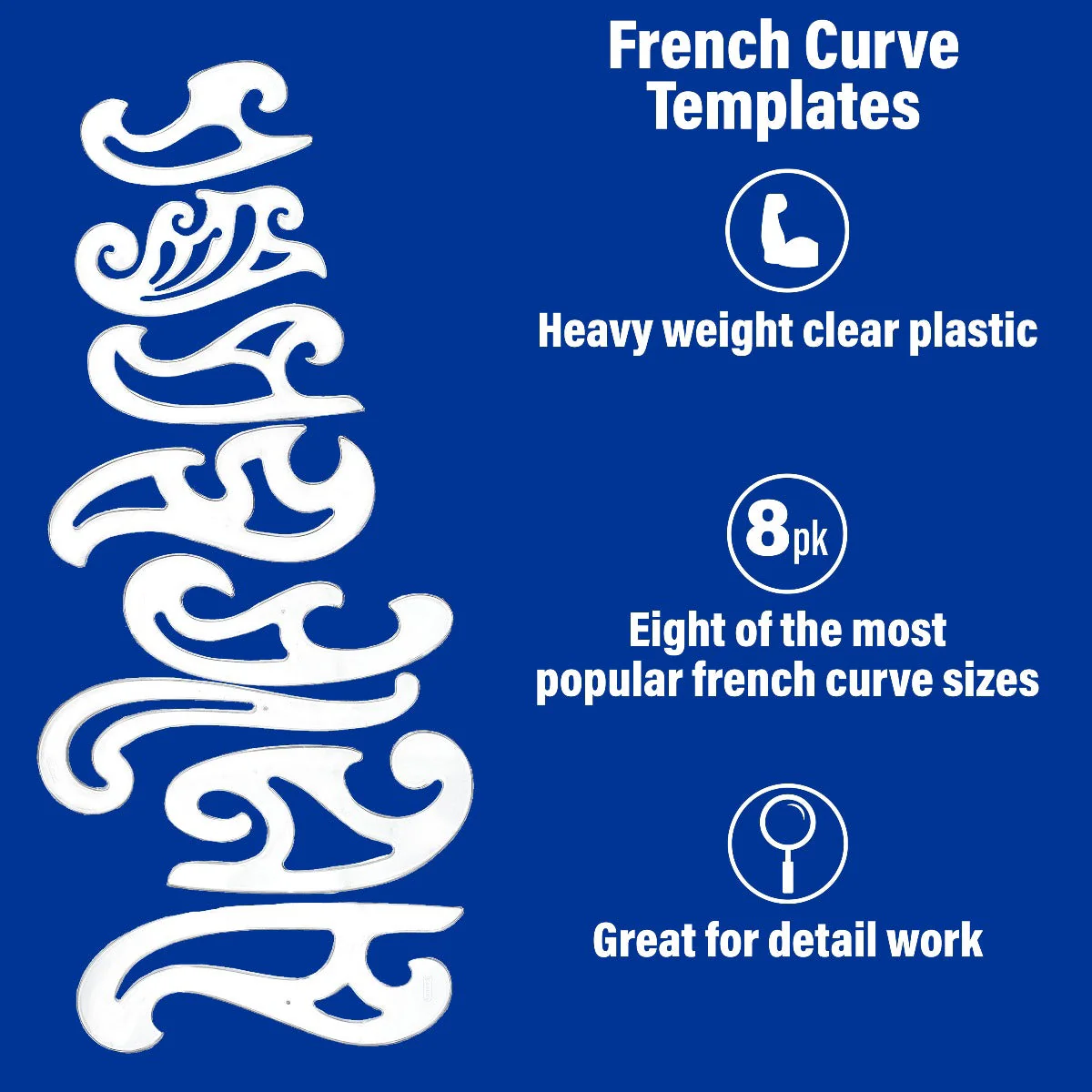 Westcott French Curve Template Set of 8 (FC-8) - Image 5