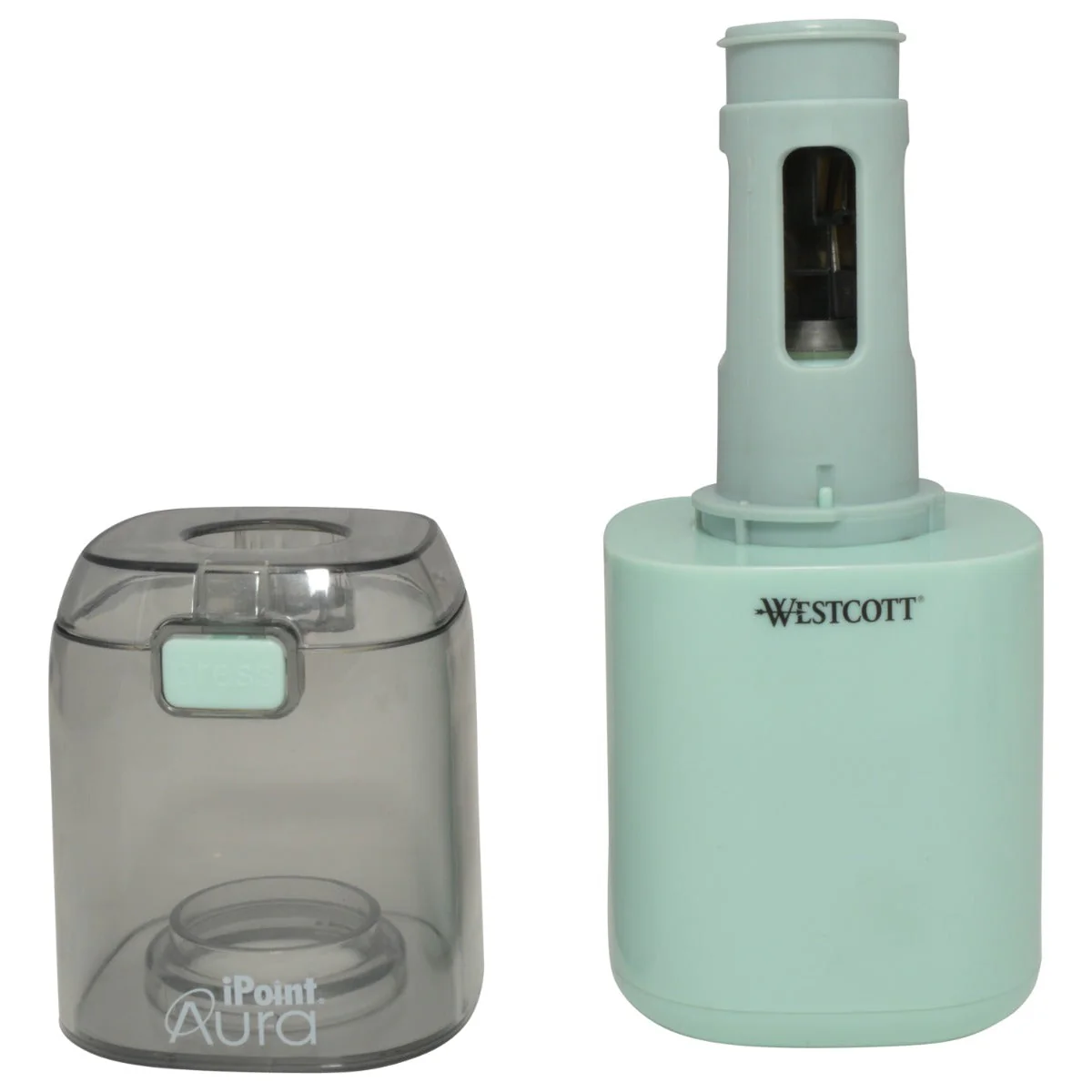 Westcott iPoint Aura Titanium Nonstick Electric Pencil Sharpener (each includes bonus manual sharpener + 2 erasers) Mint (17804-PARENT) - Image 6