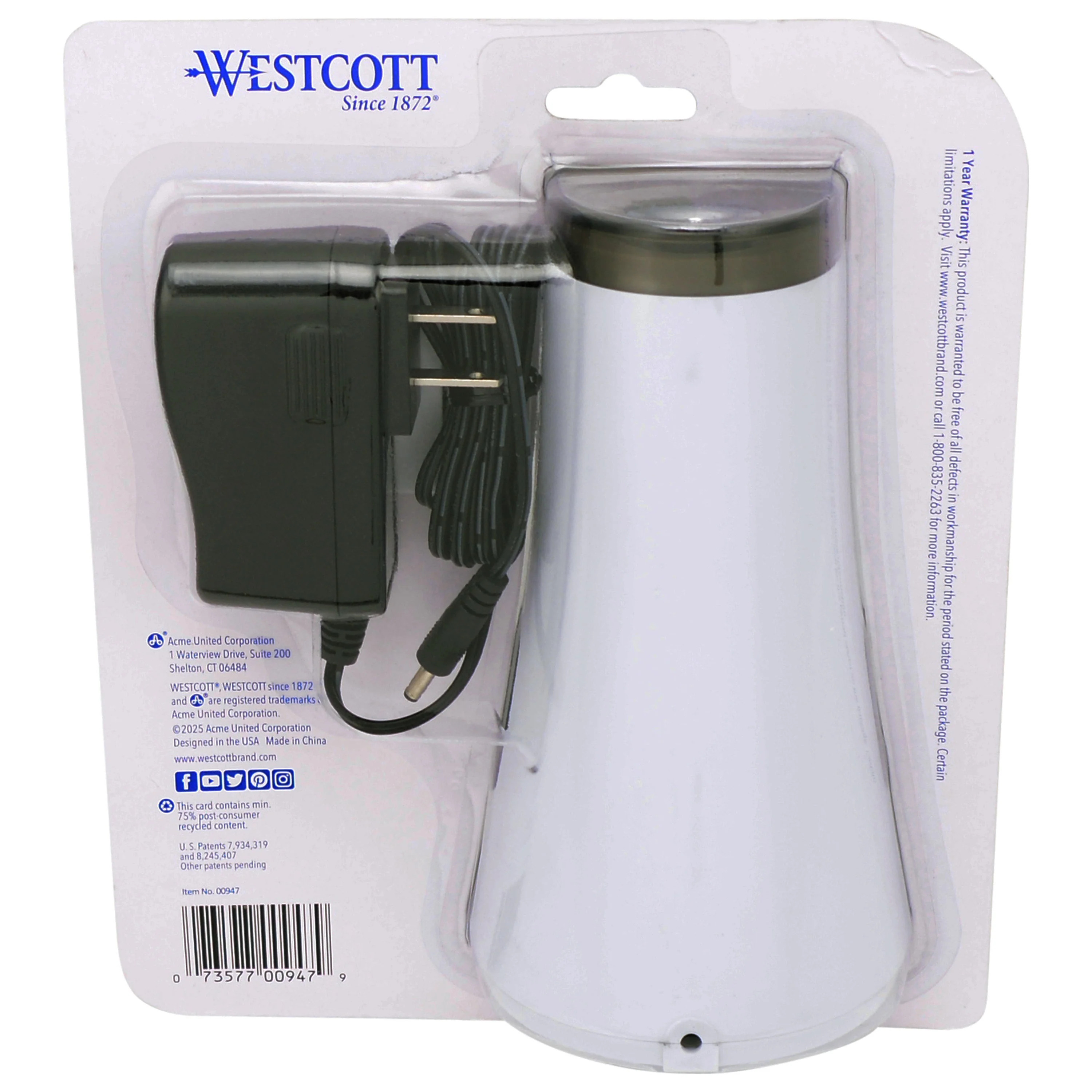 Westcott iPoint Curve Electric Pencil Sharpener, White (00947-PARENT) - Image 9
