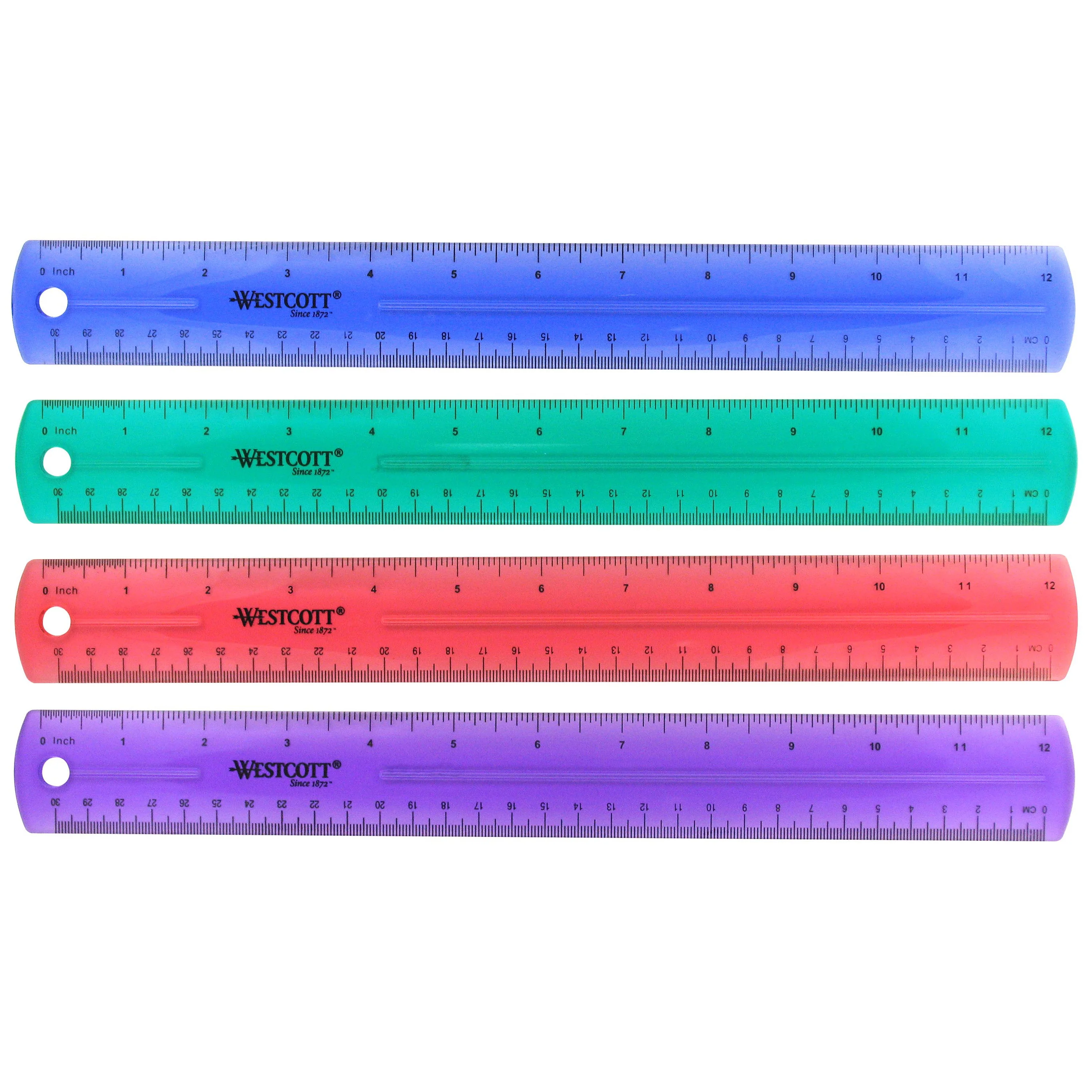 Westcott Jeweltone Plastic Ruler, 12 Inch, Assorted Transparent Colors (12975) - Image 6