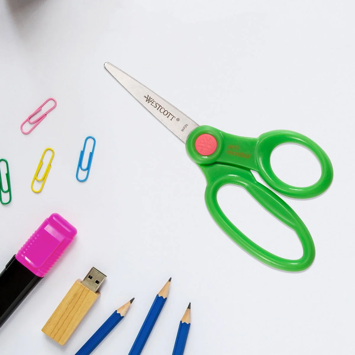 Westcott Kids Plastic Handle Pointed Scissors With Anti-microbial Protection, 5-Inch, 12-Pack (14872) - Image 3