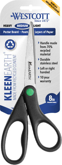 Westcott 8" Straight KleenEarth Recycled Stainless Steel Scissors (41418) - Image 8