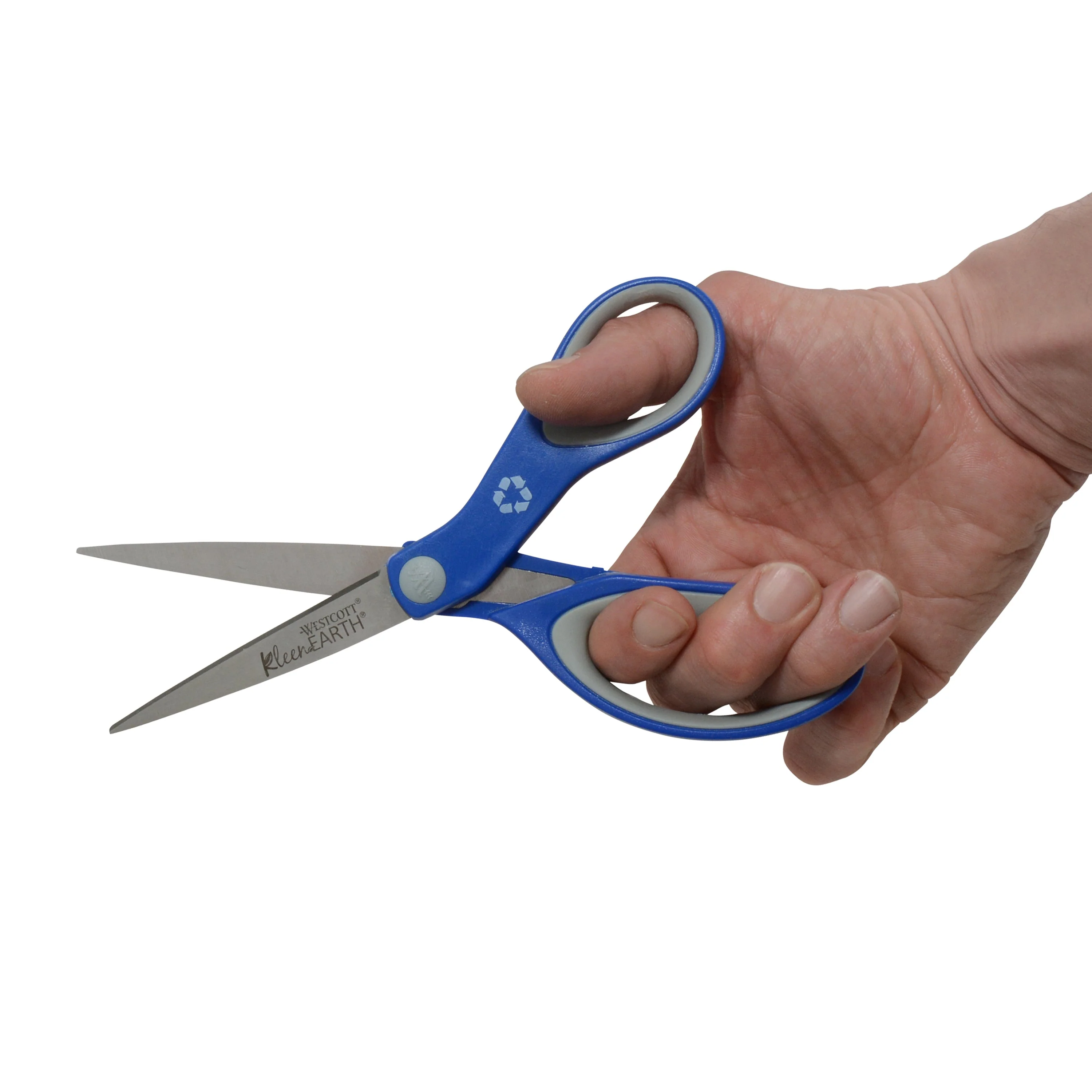 Westcott 8" KleenEarth Soft Handle Straight Scissors, Blue/Gray (15554) - Image 4