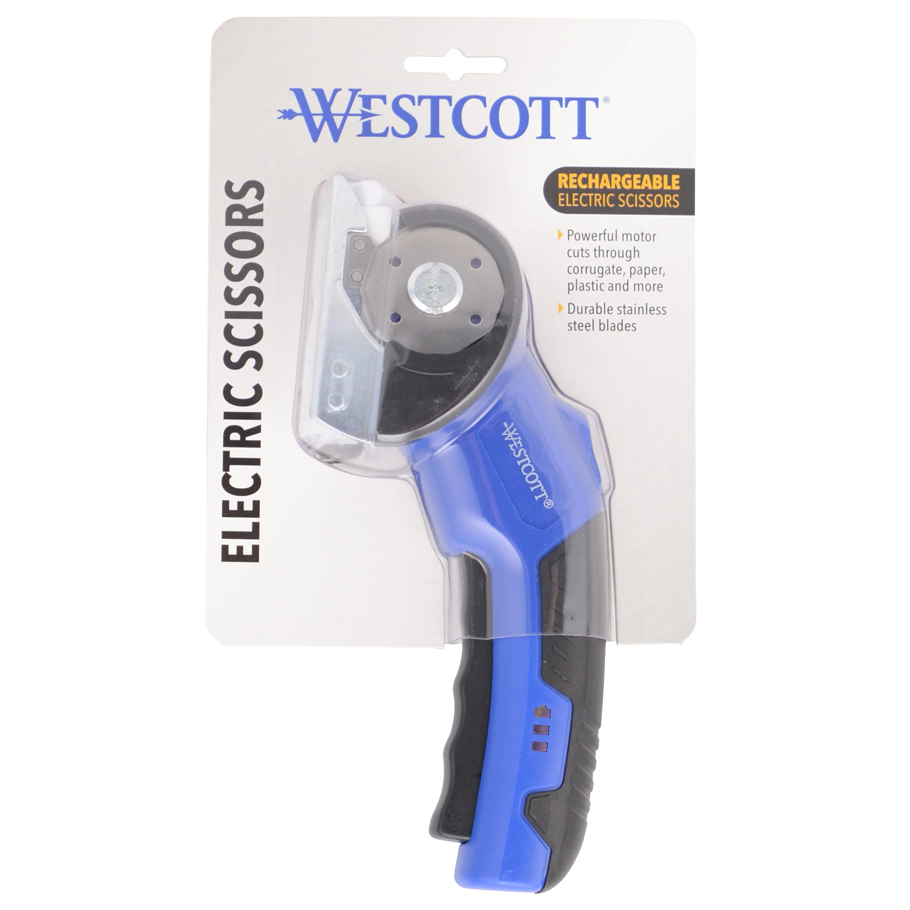 Westcott Rechargeable Electric Scissors, Cordless Power Scissors with Built-In Battery, Stainless Steel Blades Cut Up to 1/4", Ergonomic Comfort Grip, Cuts Cardboard, Fabric, Plastic & Packaging (00999-Parent) - Image 15