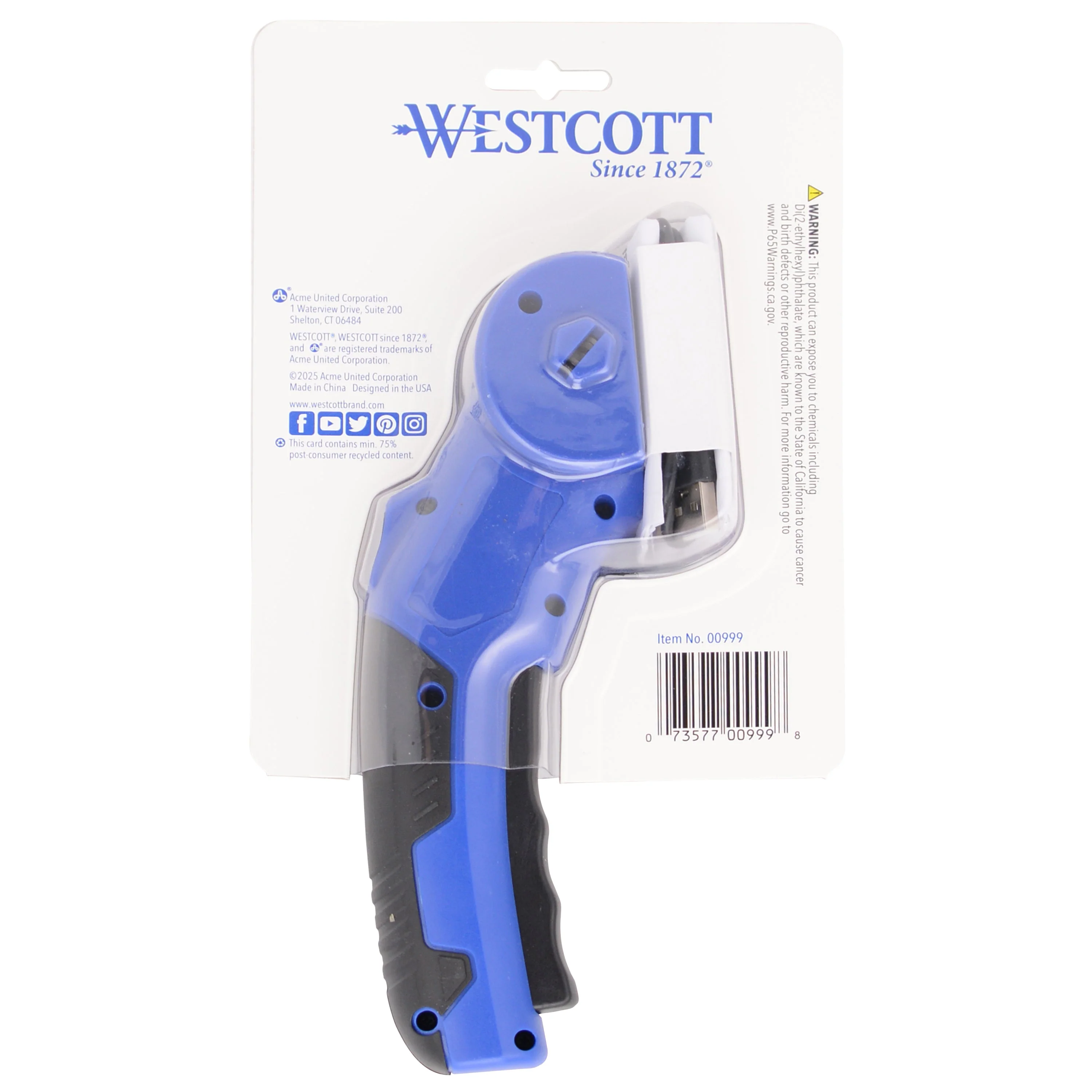 Westcott Rechargeable Electric Scissors, Cordless Power Scissors with Built-In Battery, Stainless Steel Blades Cut Up to 1/4", Ergonomic Comfort Grip, Cuts Cardboard, Fabric, Plastic & Packaging (00999-Parent) - Image 16