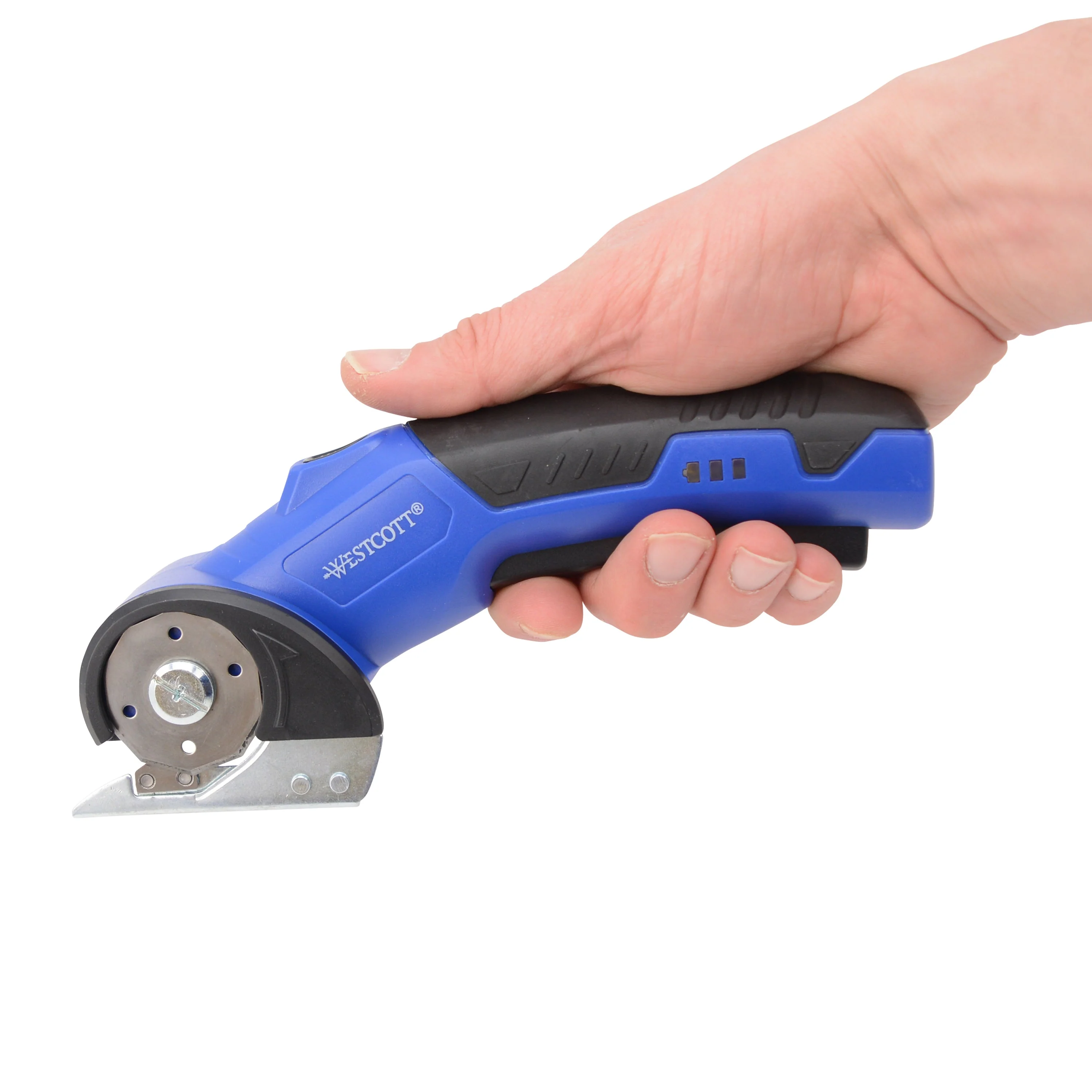 Westcott Rechargeable Electric Scissors, Cordless Power Scissors with Built-In Battery, Stainless Steel Blades Cut Up to 1/4", Ergonomic Comfort Grip, Cuts Cardboard, Fabric, Plastic & Packaging (00999-Parent) - Image 3