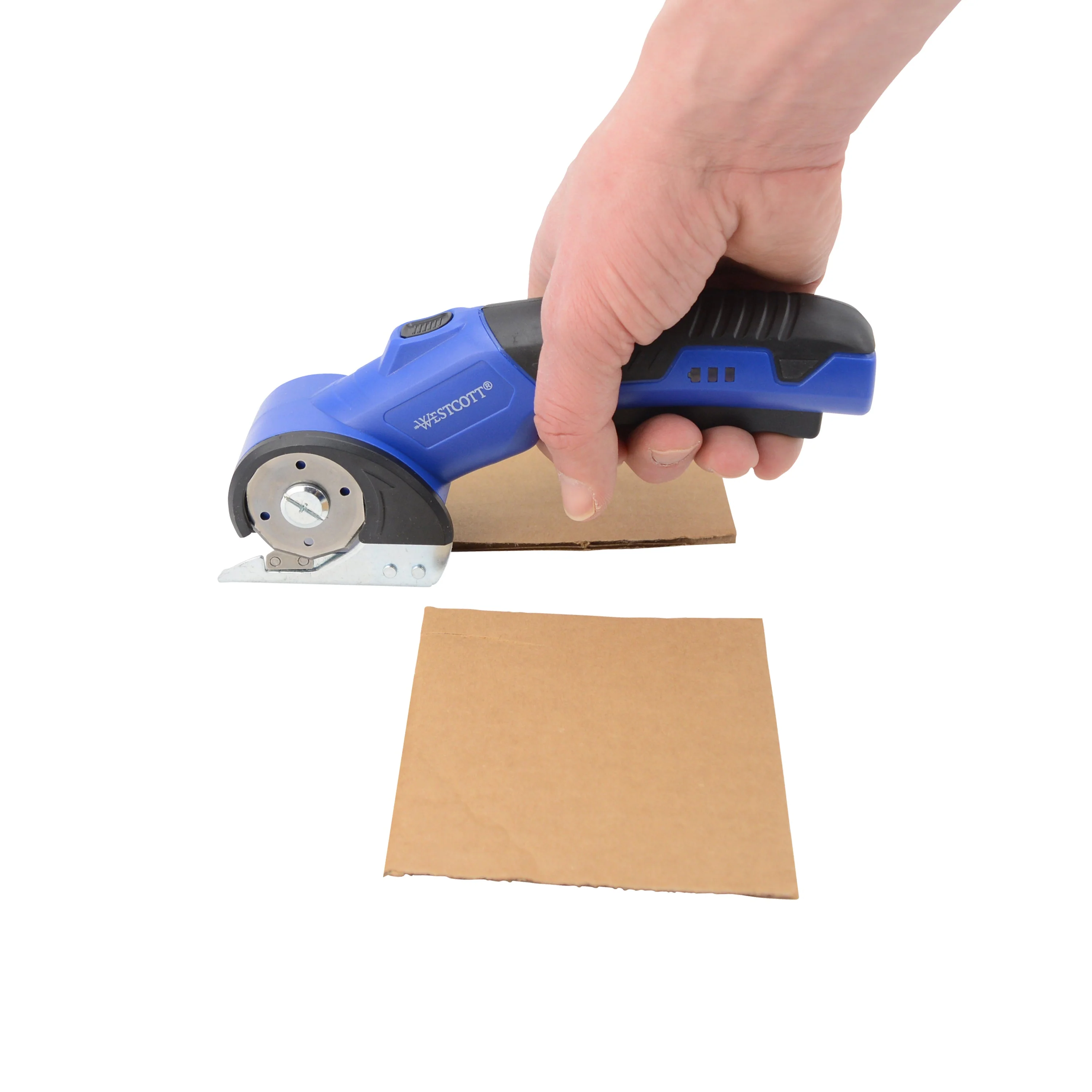 Westcott Rechargeable Electric Scissors, Cordless Power Scissors with Built-In Battery, Stainless Steel Blades Cut Up to 1/4", Ergonomic Comfort Grip, Cuts Cardboard, Fabric, Plastic & Packaging (00999-Parent) - Image 4