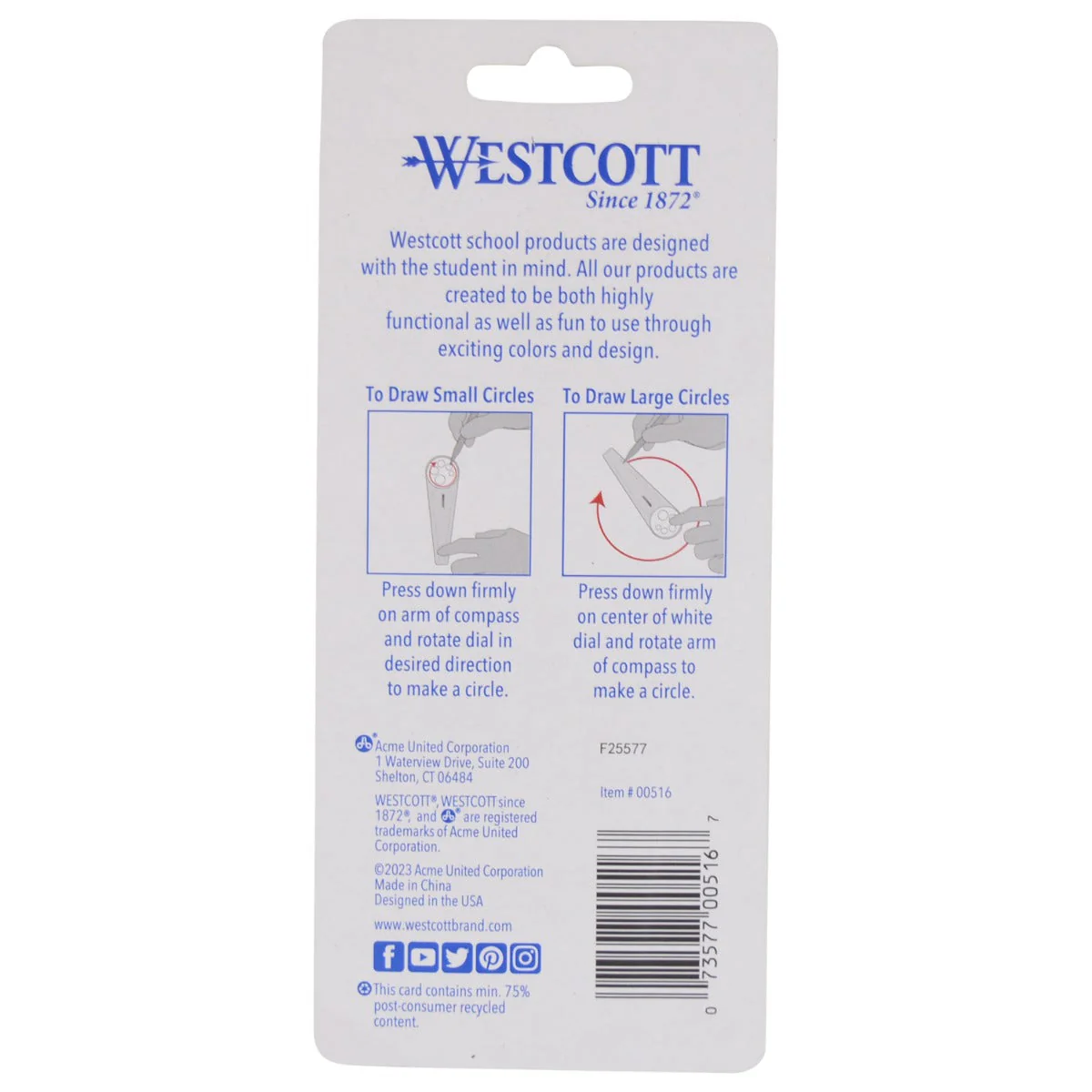Westcott Safety Compass for the Classroom, Draftsmen, Crafters and Artists (00516-PARENT) - Image 6