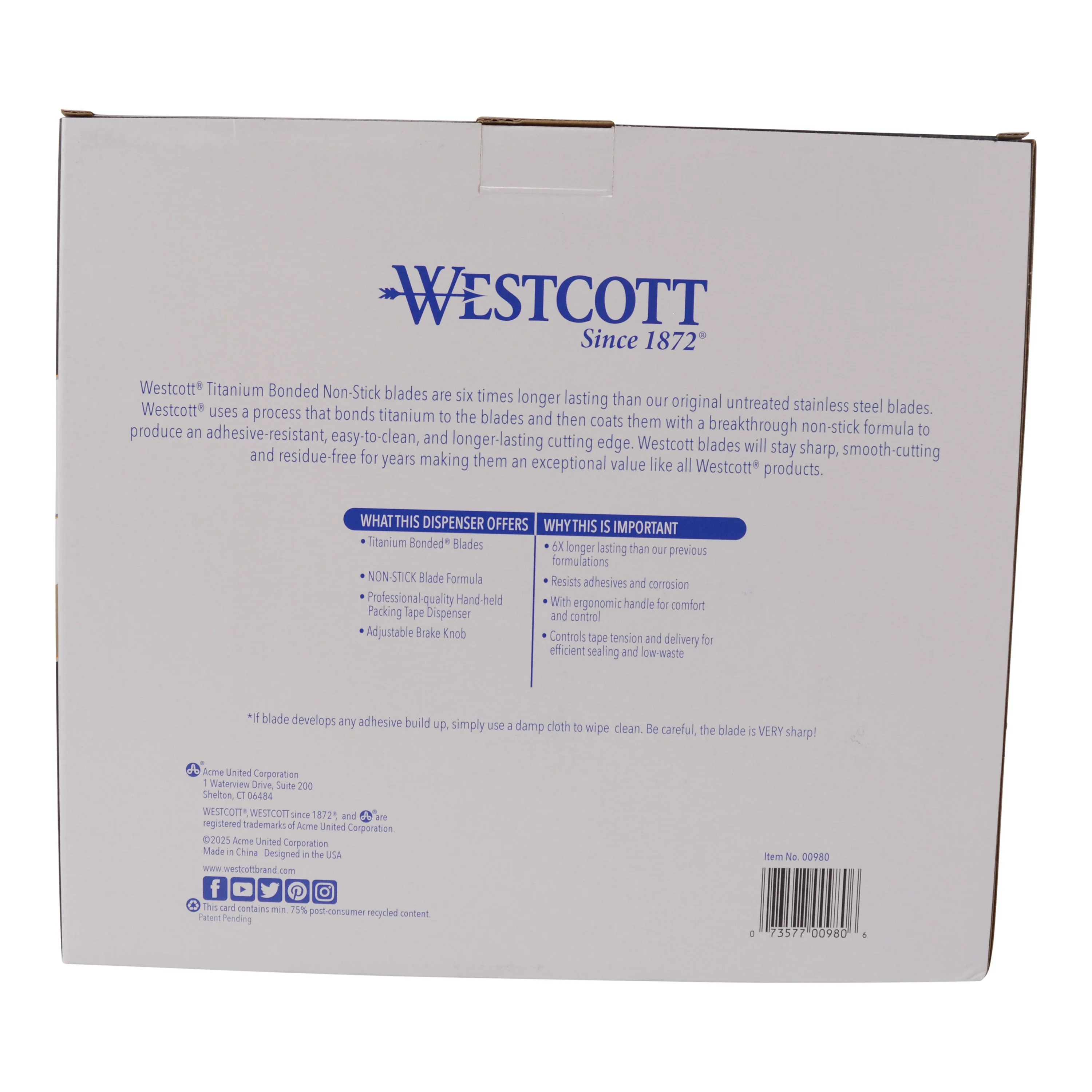 Westcott Titanium Bonded Non-Stick Tape Dispenser (00980) - Image 10