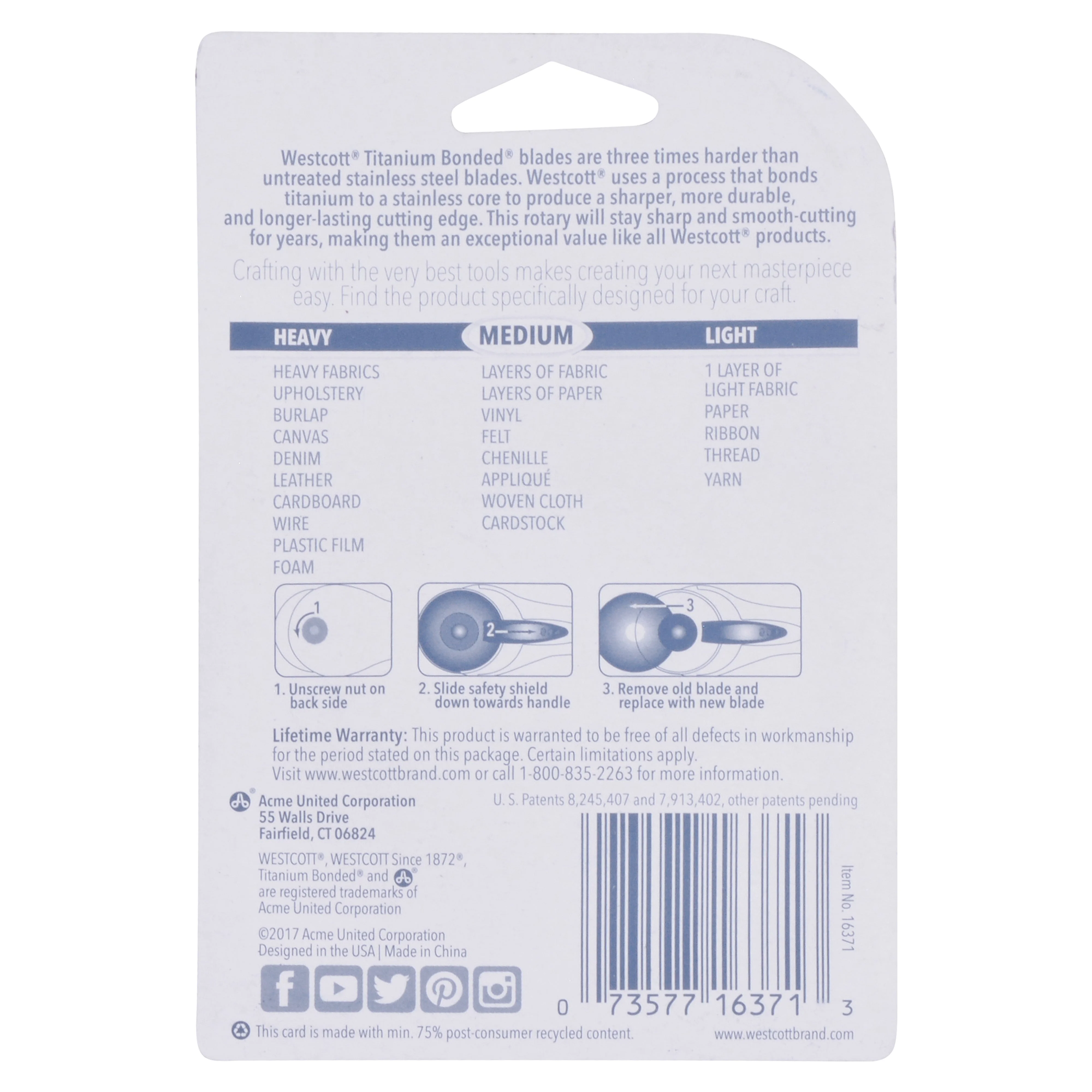 Westcott Titanium Bonded Handheld Rotary Replacement Blade, 45mm (16371) - Image 5