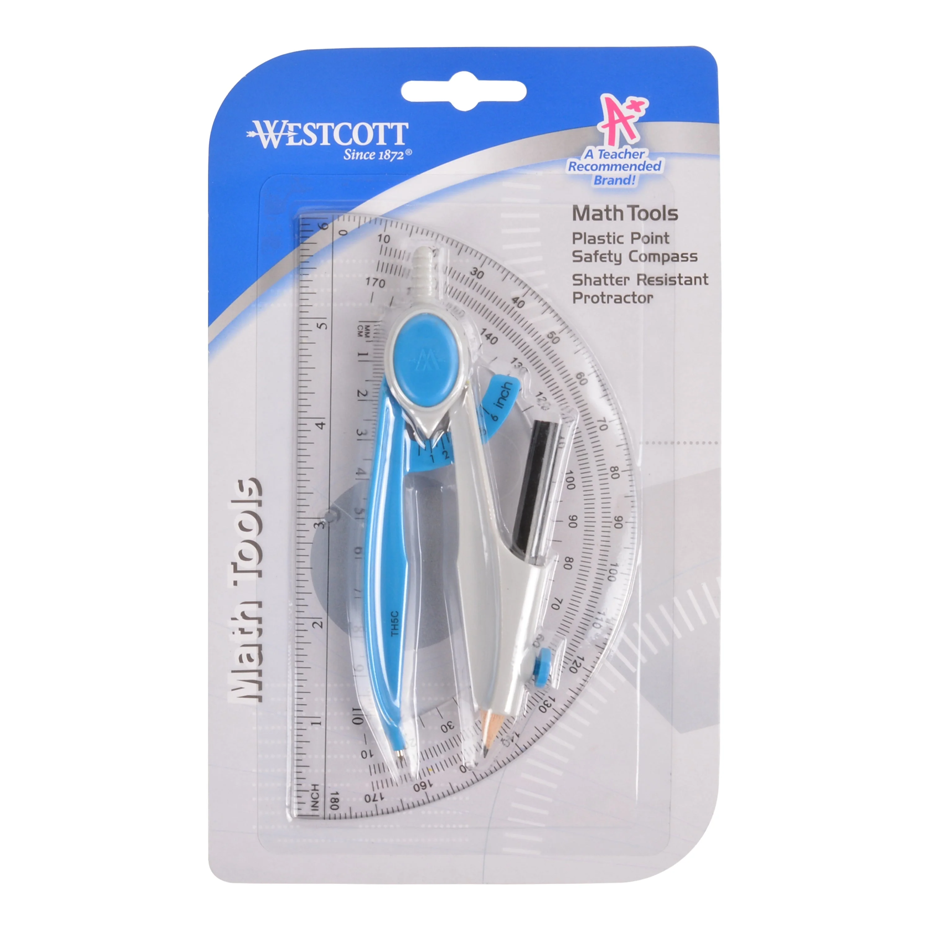 Westcott 2 Piece Math Tools Set, Compass & Protractor, Assorted Colors (14558) - Image 6